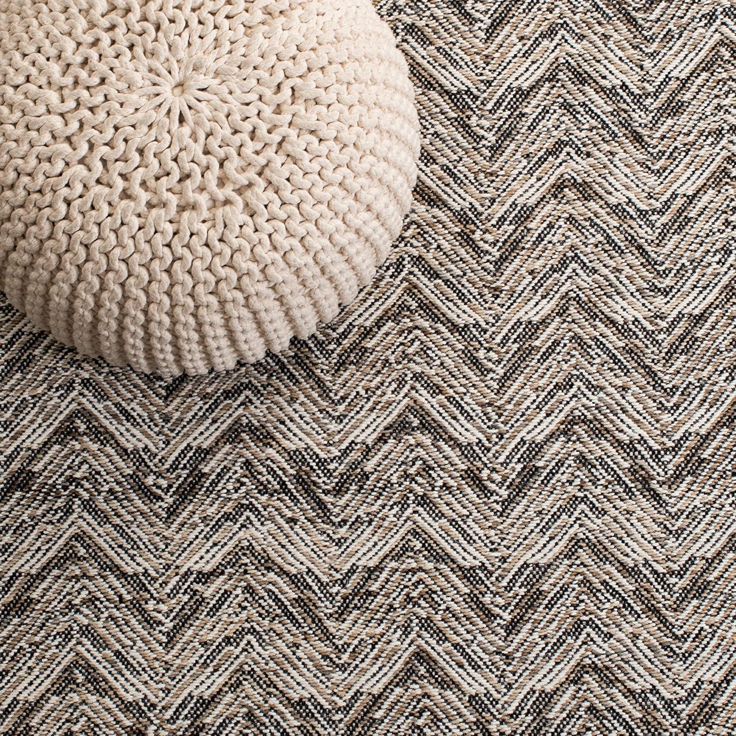 SAFAVIEH Kilim Torma Zig Zag Wool Area Rug, Beige/Black, 3' x 5'