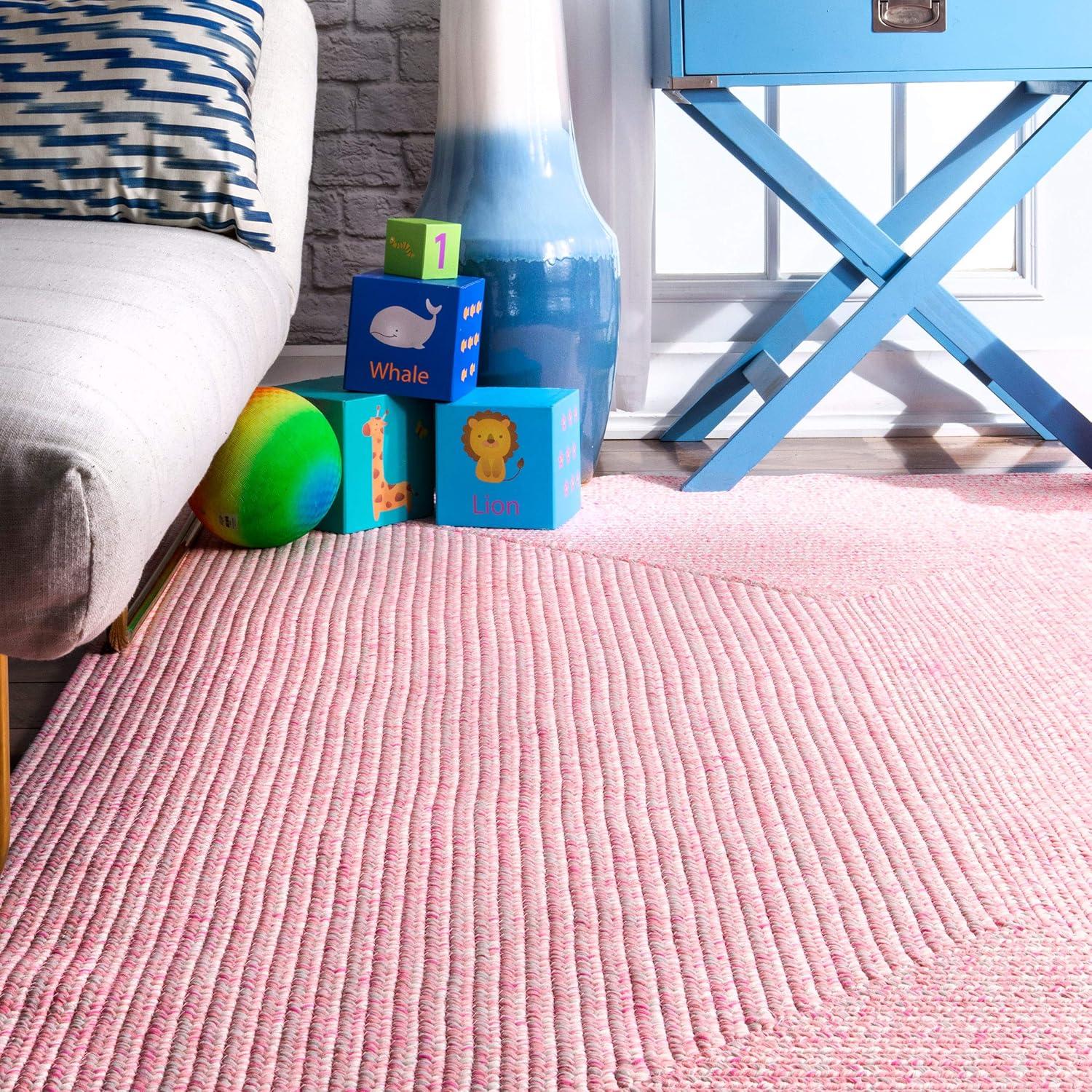 Handmade Pink Braided 25" Reversible Indoor-Outdoor Rug