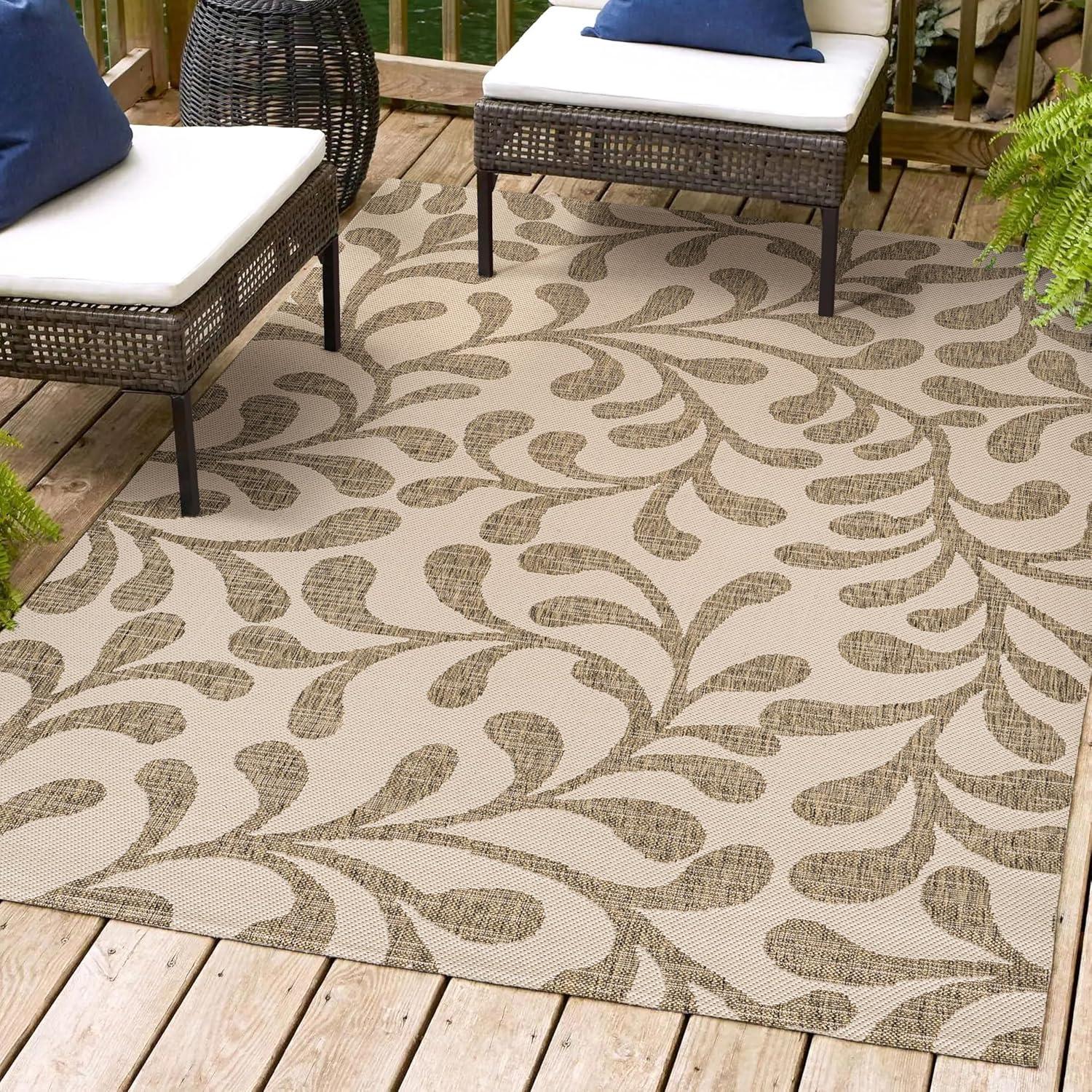 3'x5' Vine All Over Indoor/Outdoor Area Rug, Brown/Beige - JONATHAN Y