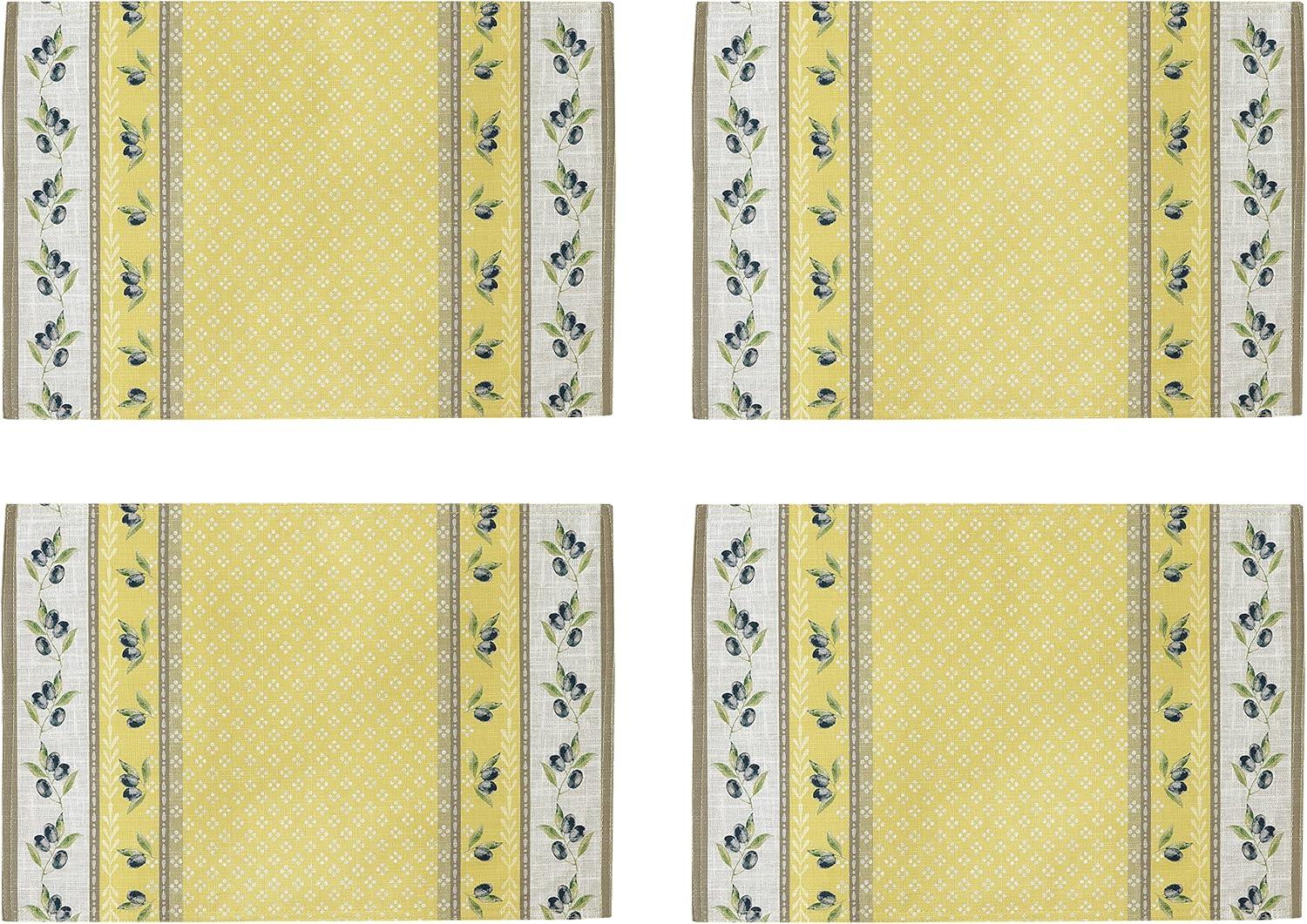 Home Bargains Plus Rectangle Fabric Tablecloth, 60 x 120 inch, Olivier Yellow and Grey Country Olive