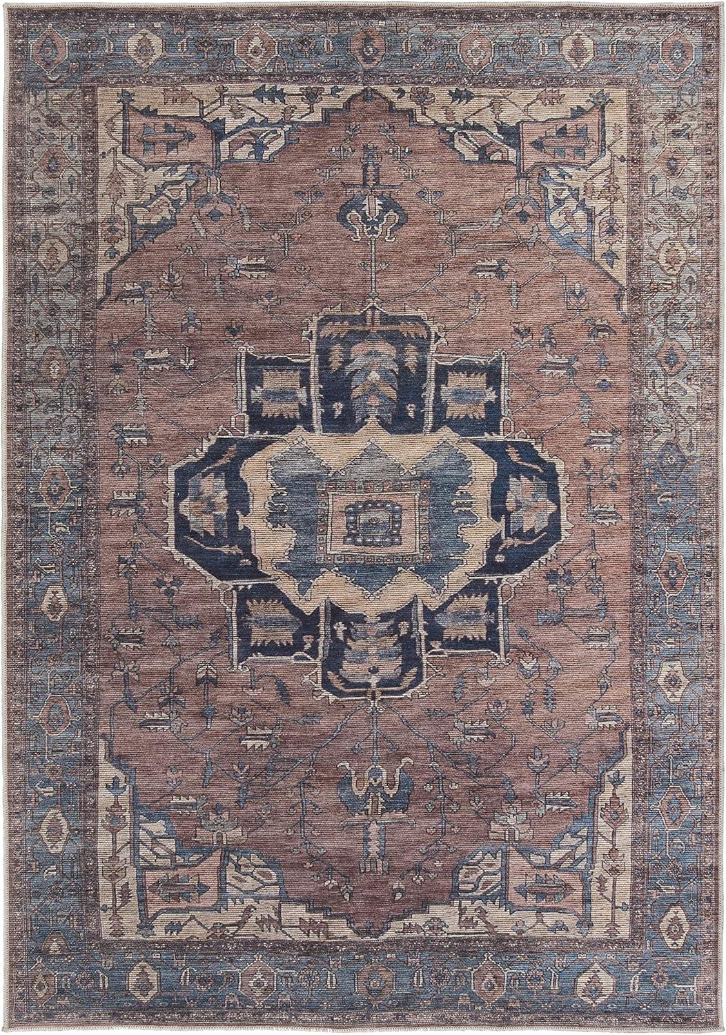 Jaipur Living Soft 8x10 Large Area Rug, Boho, Blue/Dark Brown