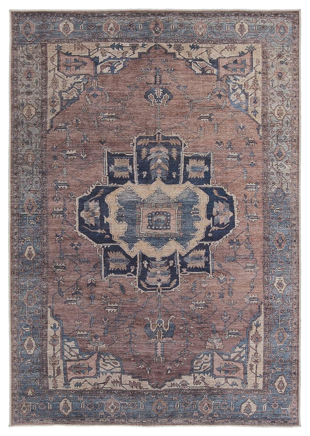 Jaipur Living Soft 8x10 Large Area Rug, Boho, Blue/Dark Brown