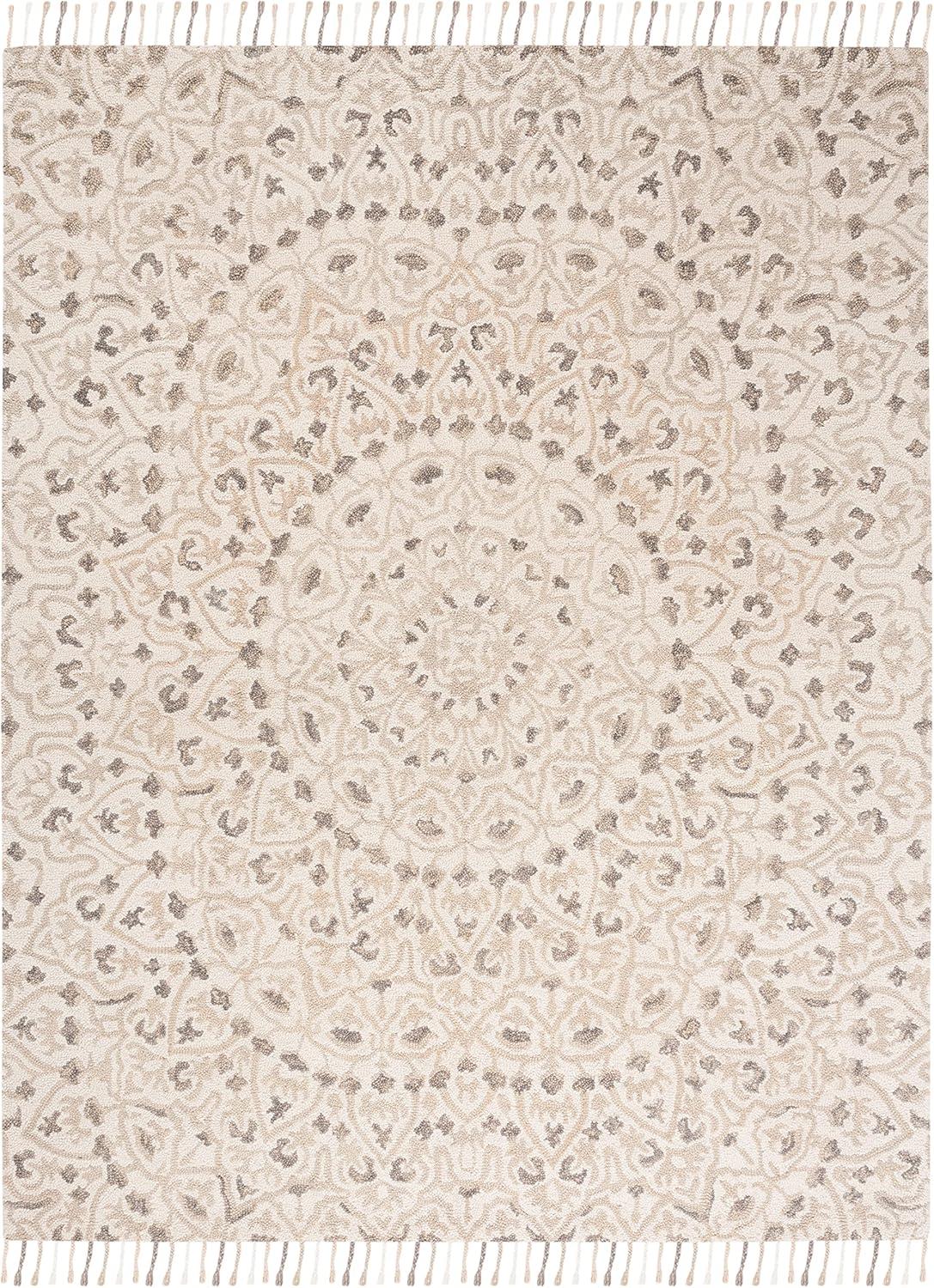 Blossom BLM459 Hand Tufted Indoor Area Rug - Ivory/Taupe - 8'x10' - Safavieh
