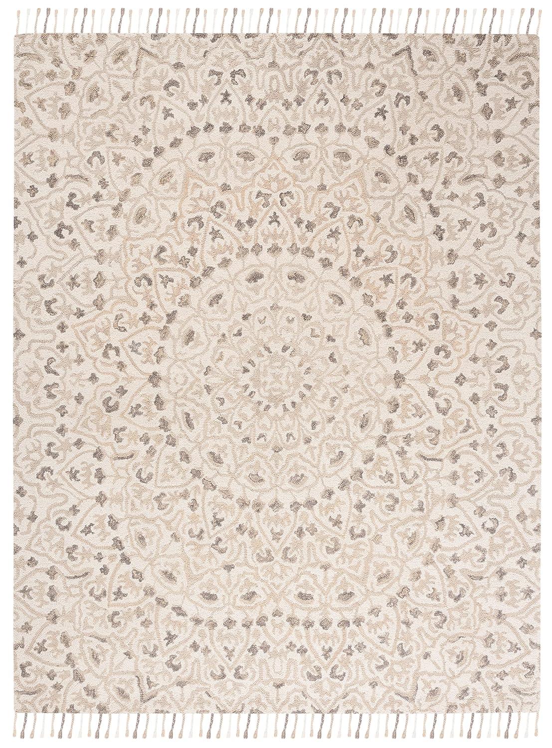 Blossom BLM459 Hand Tufted Indoor Area Rug - Ivory/Taupe - 8'x10' - Safavieh