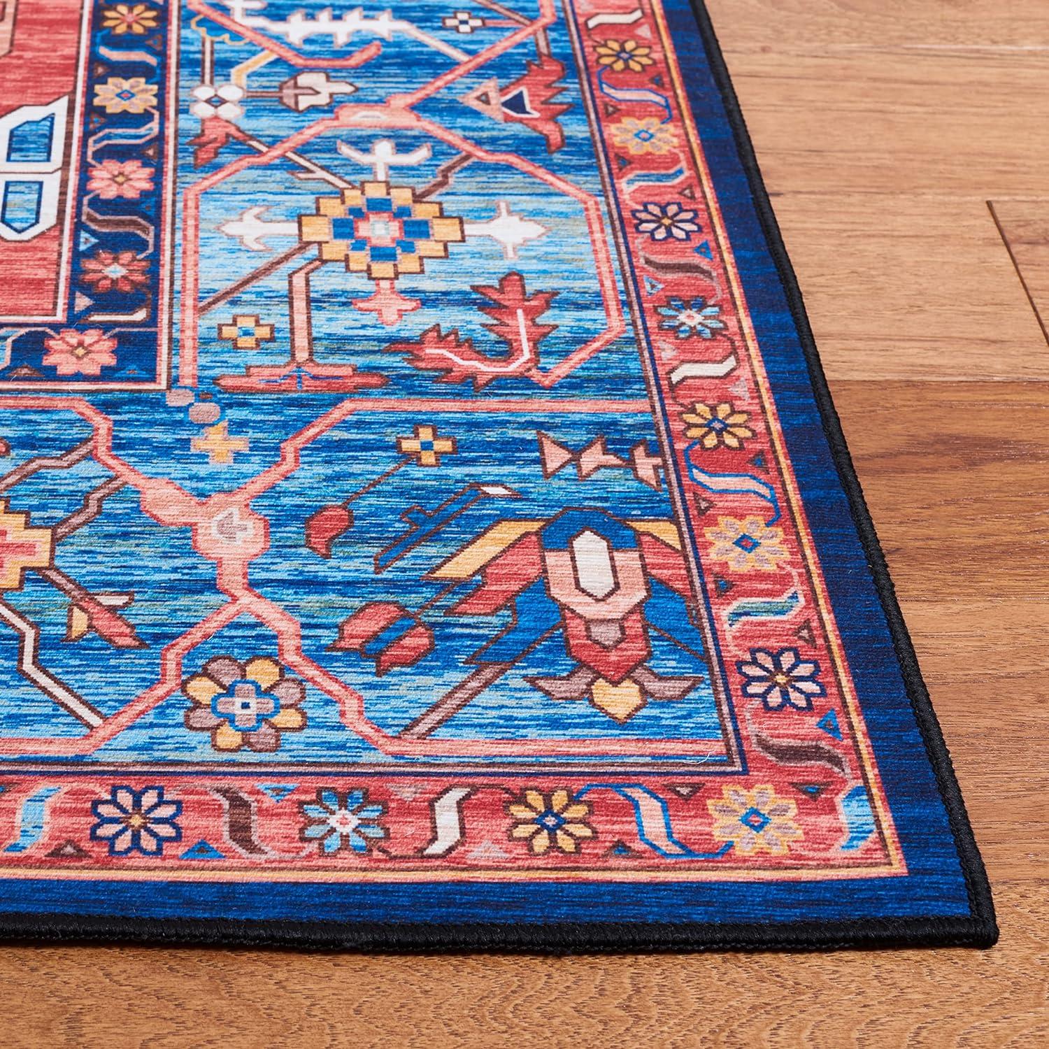 Tucson Blue Rectangular Easy-Care Synthetic Area Rug - 3' x 5'