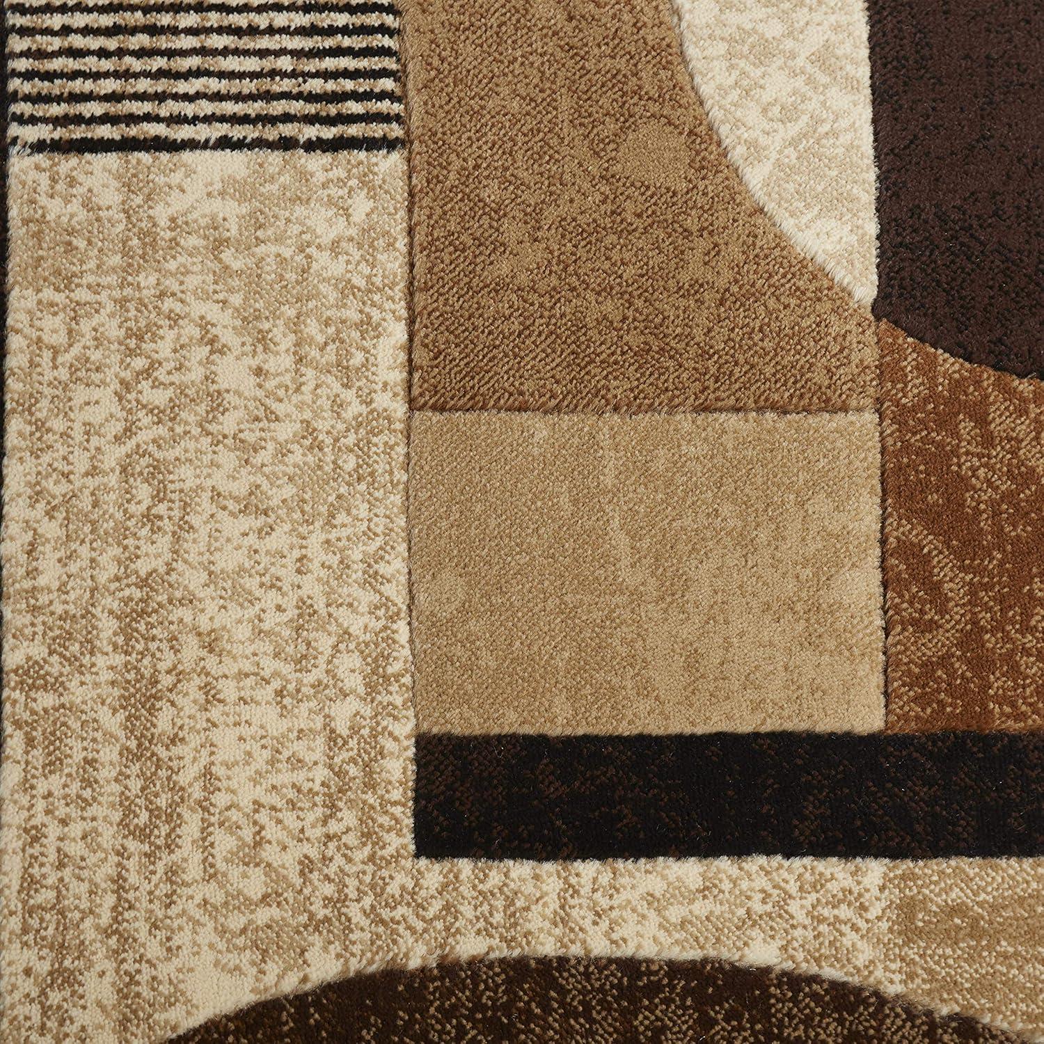 Tribeca Geometric Brown & Beige Handmade Area Rug 32"x20"