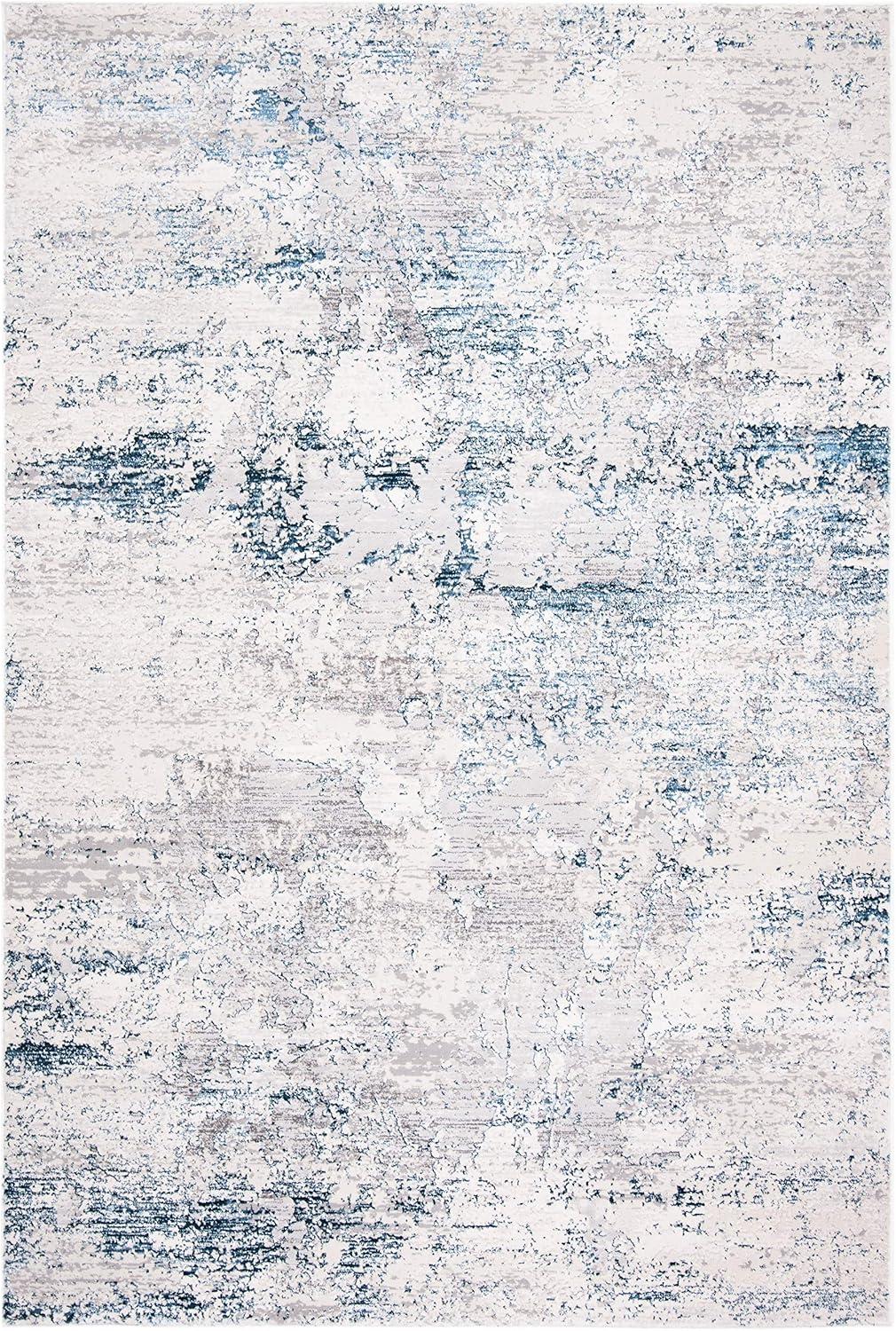 Amalfi AMF572 Power Loomed Area Rug - Cream/Turquoise - 5'3"x7'6" - Safavieh.