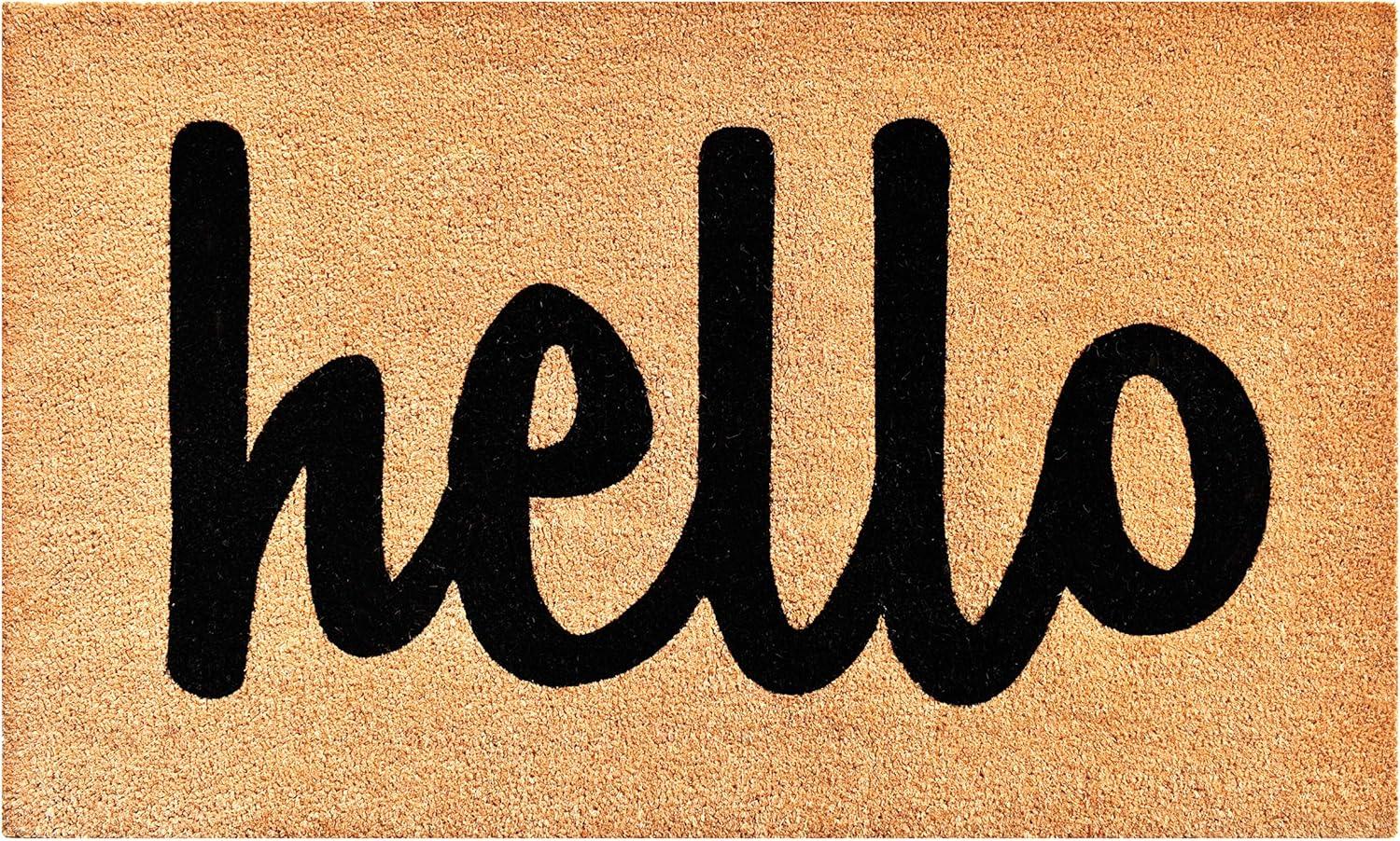 Calloway Mills Hello Outdoor Doormat Natural/Black Script 24" x 36"