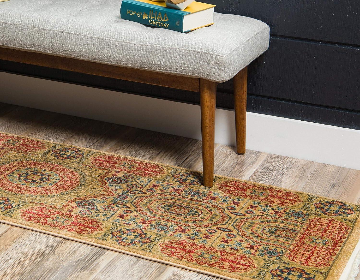 Unique Loom Palace Collection Area Rug - Amber (6' 1" x 9' Rectangle Light Blue/Light Brown)