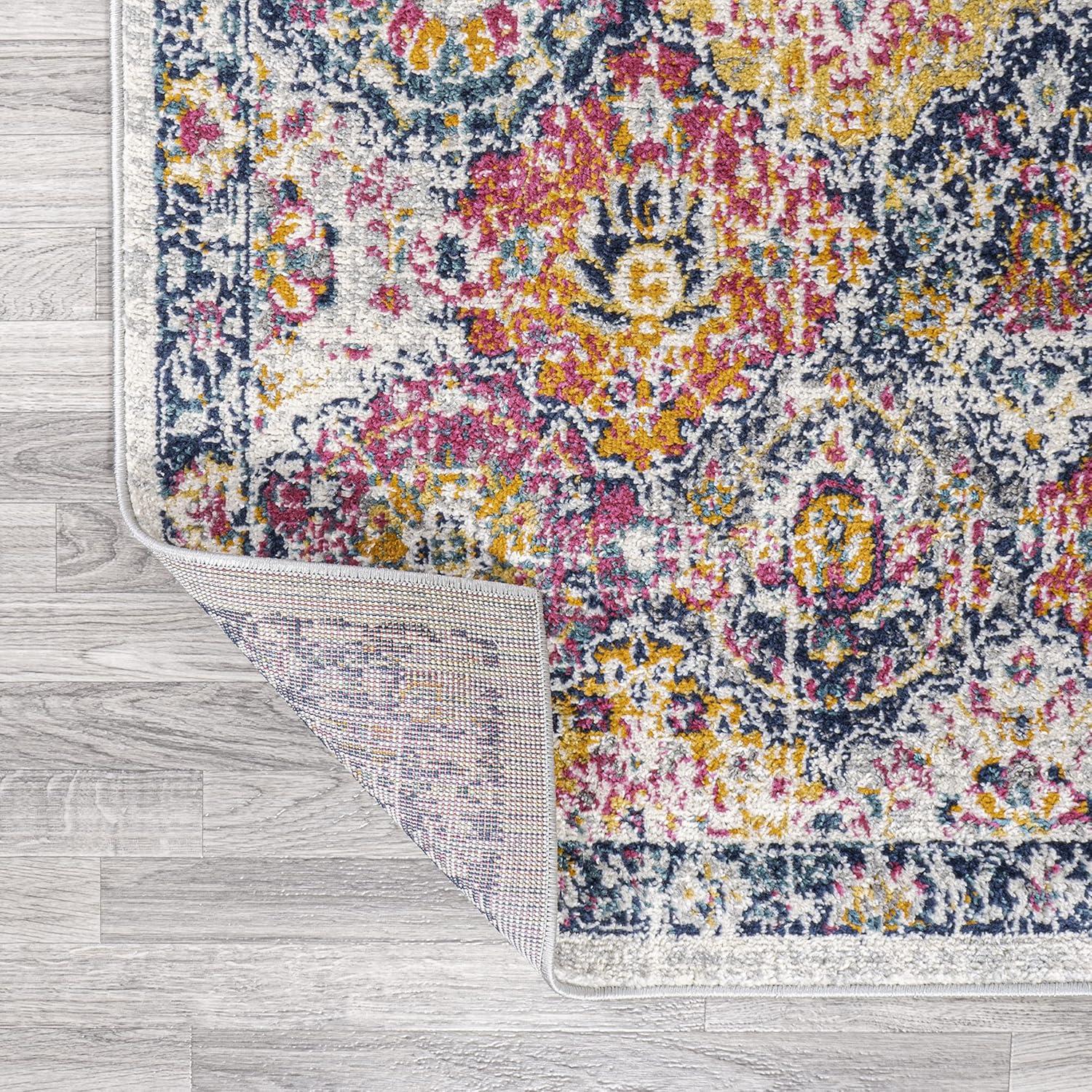 Bohemian Ivory & Multi-Color Synthetic 2x8 Area Rug