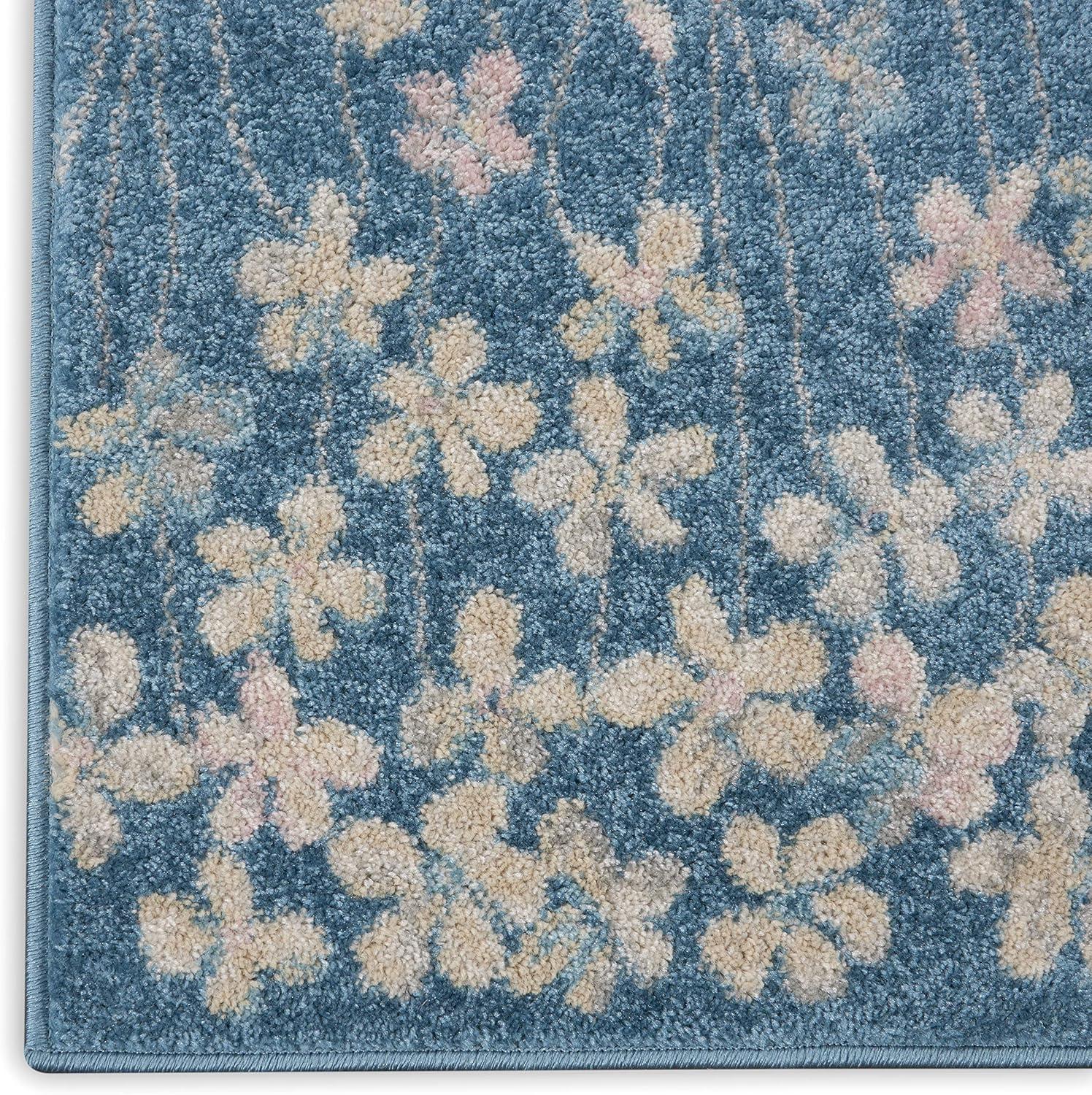 Nourison Tranquil 5'3" X 7'3" (5' x 7') Turquoise Area Rug Bohemian Botanical Vine and Bloom by Nourison