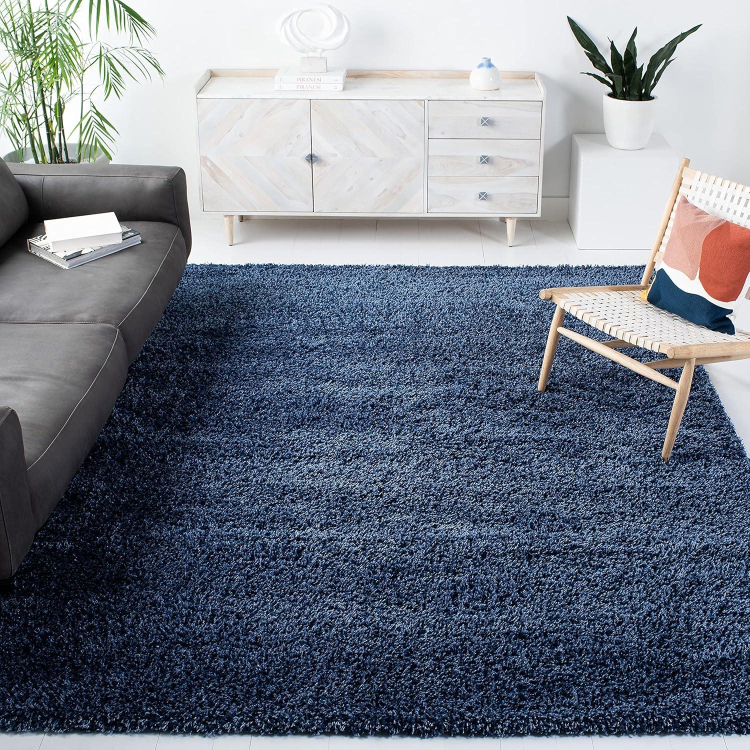 California Shag SG151 Power Loomed Indoor Area Rug - Navy - 9'x12' - Safavieh