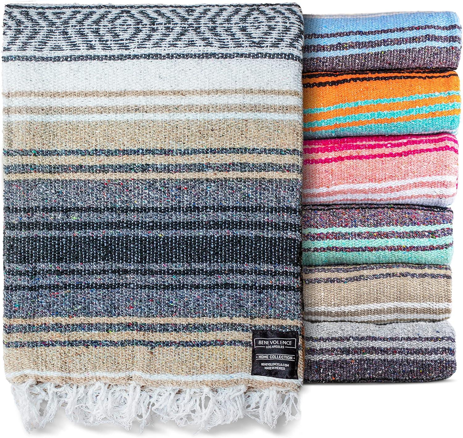 Benevolence LA Authentic Mexican Blanket (70 x 50 in) In Sand