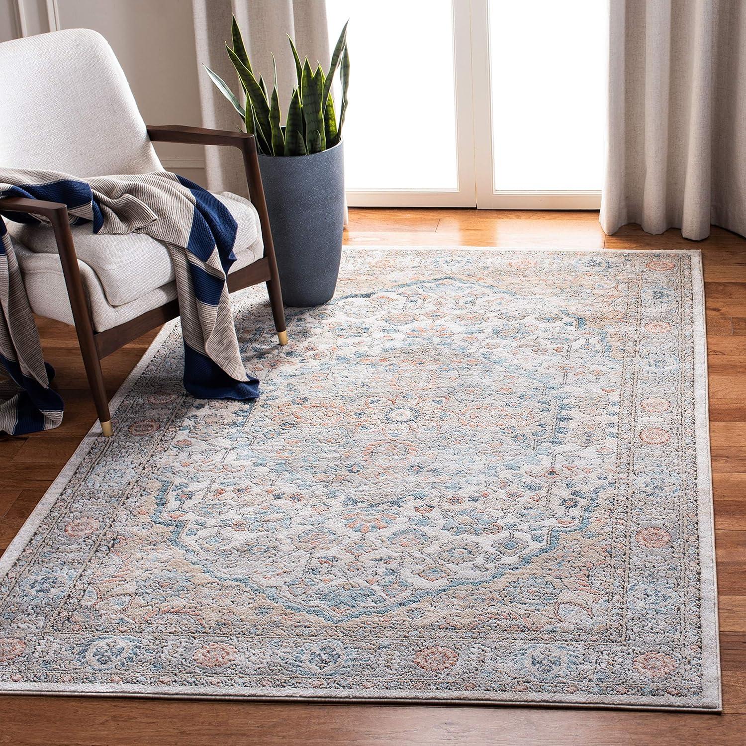 Oregon ORE813 Power Loomed Area Rug - Grey/Blue - 6'7"x8'7" - Safavieh.