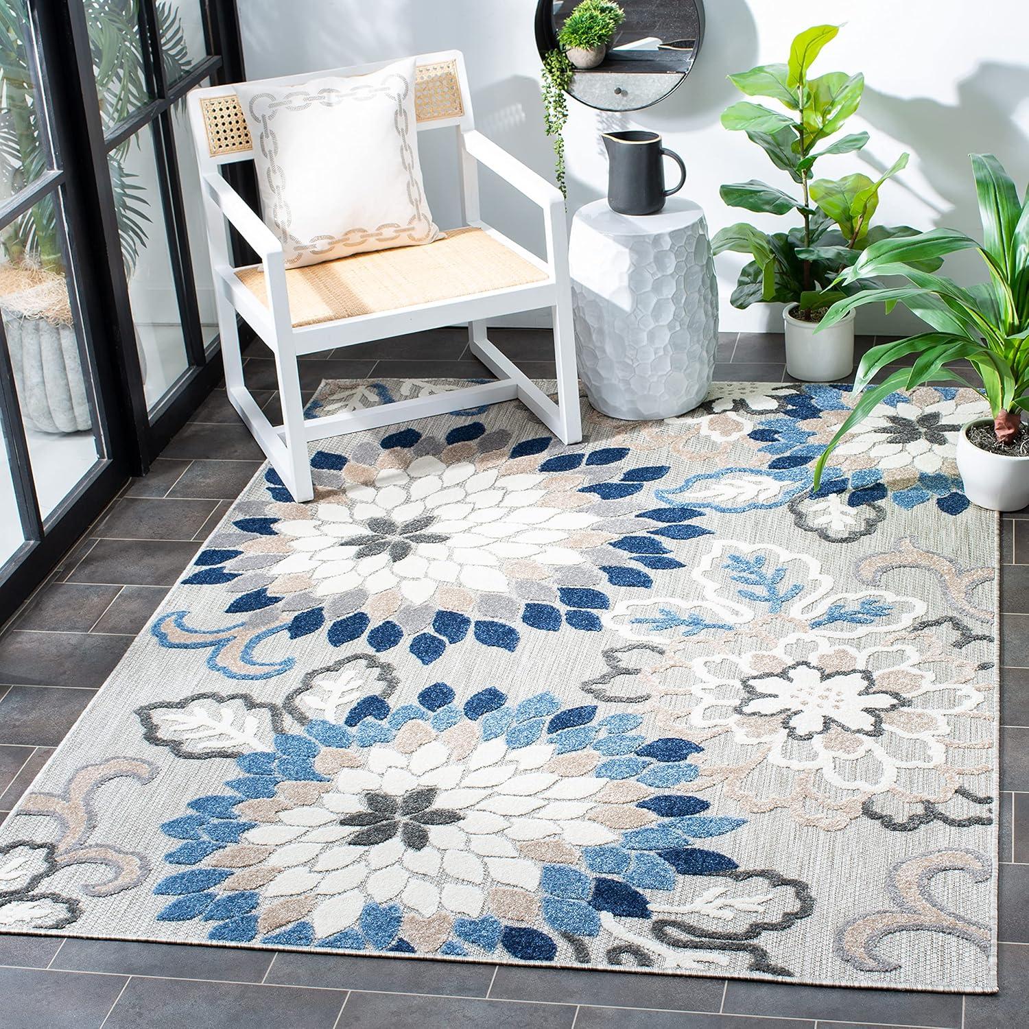 Cabana CBN391 Loomed Indoor Area Rug - Grey/Blue - 8'x10' - Safavieh