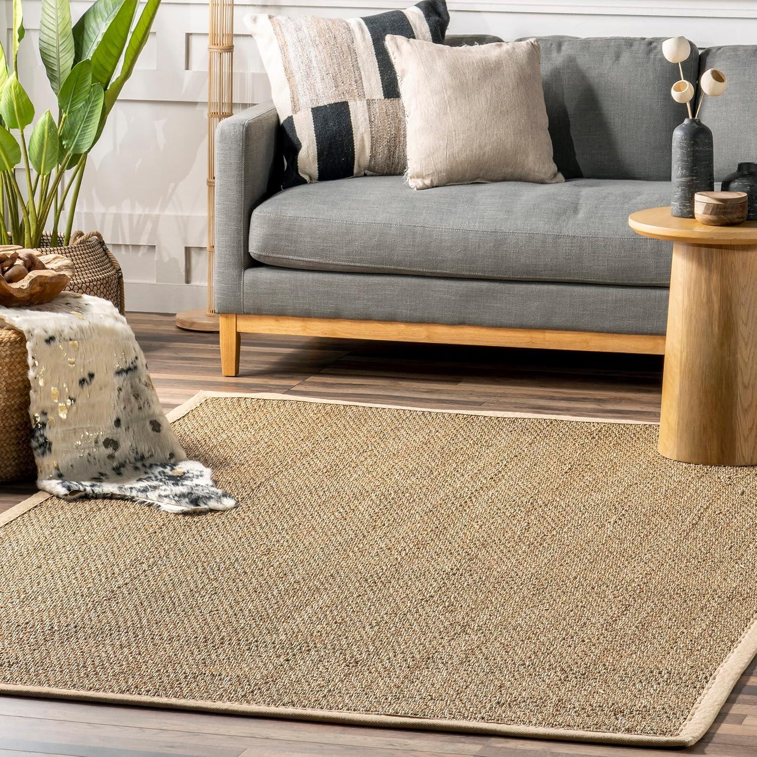 Elijah Seagrass Easy-Care Beige 6' Square Area Rug