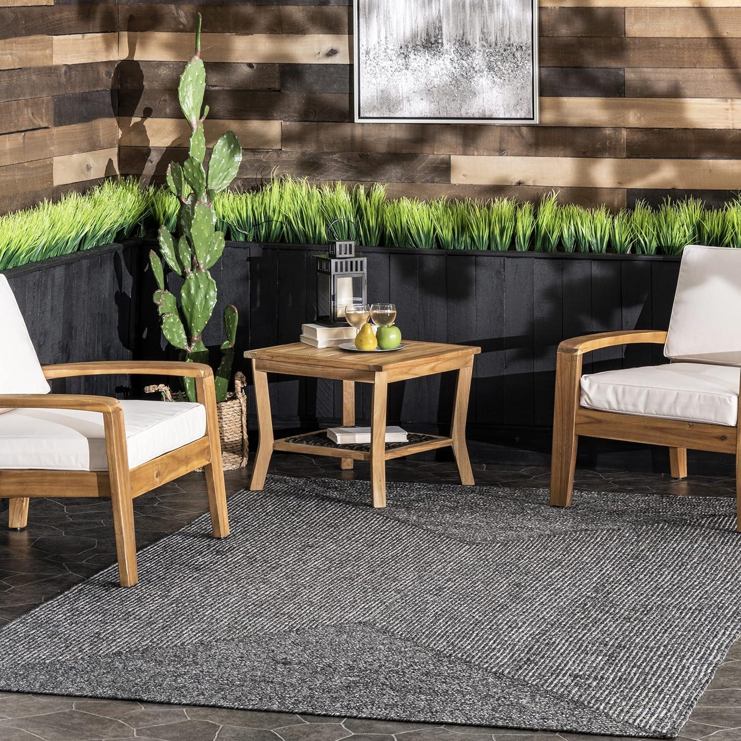 Lefebvre Casual Braided Charcoal 4 ft. x 6 ft. Indoor/Outdoor Patio Area Rug