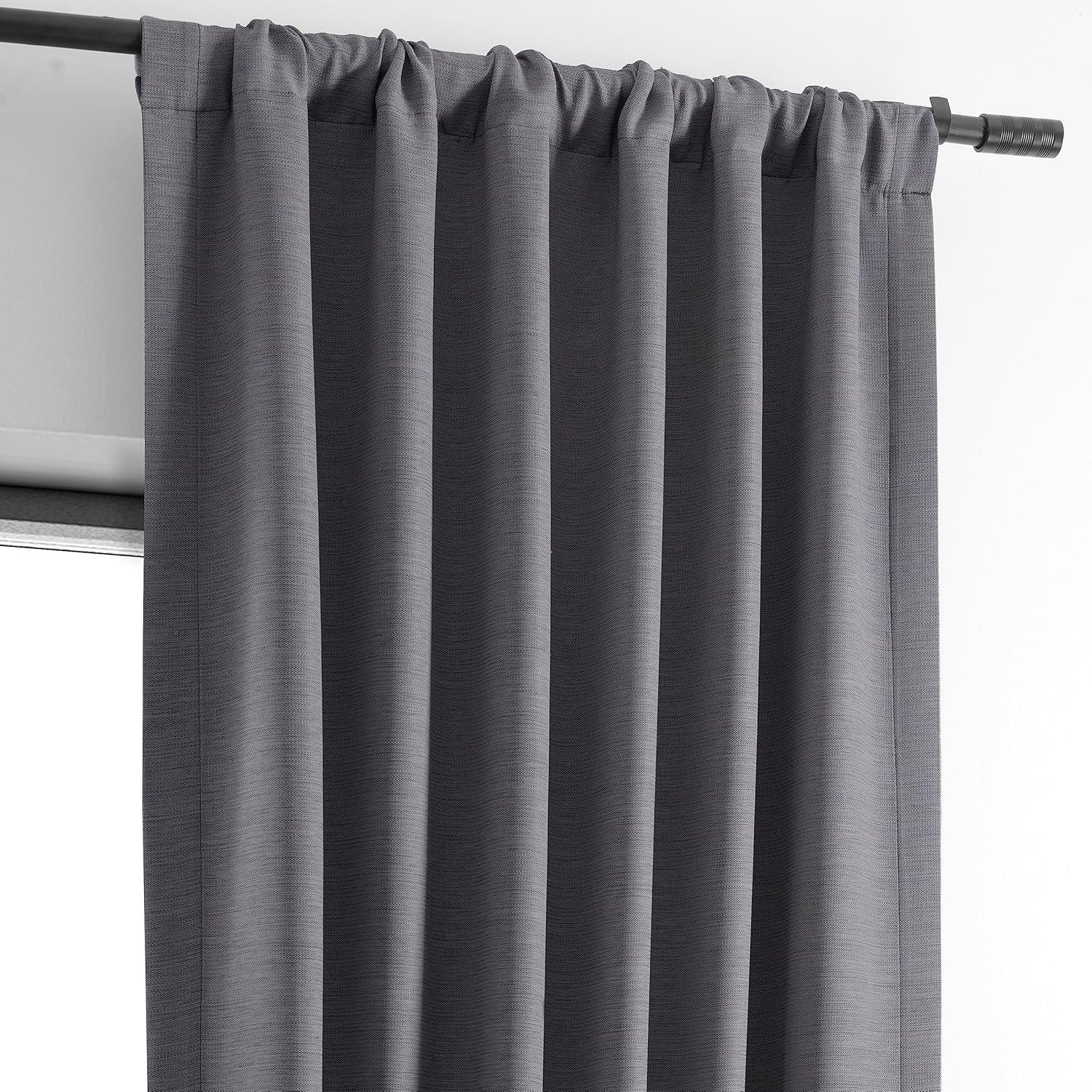 Armour Grey Puddle Length Blackout Drape Panel