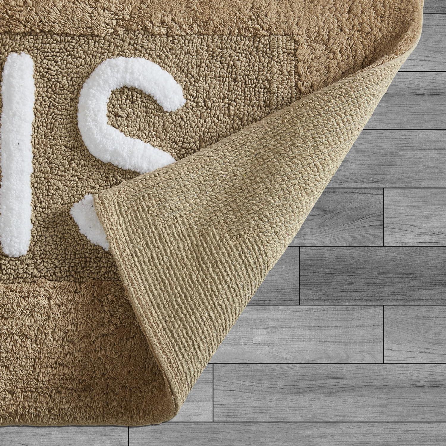 Beige Cotton His and Hers Bath Rug Set