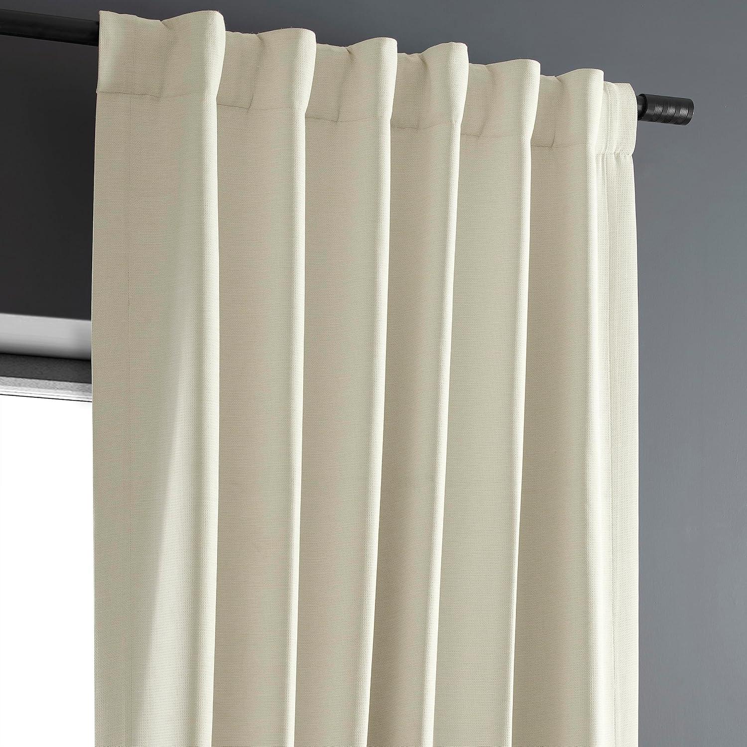 White Puddle Length Blackout Linen-Polyester Window Panel