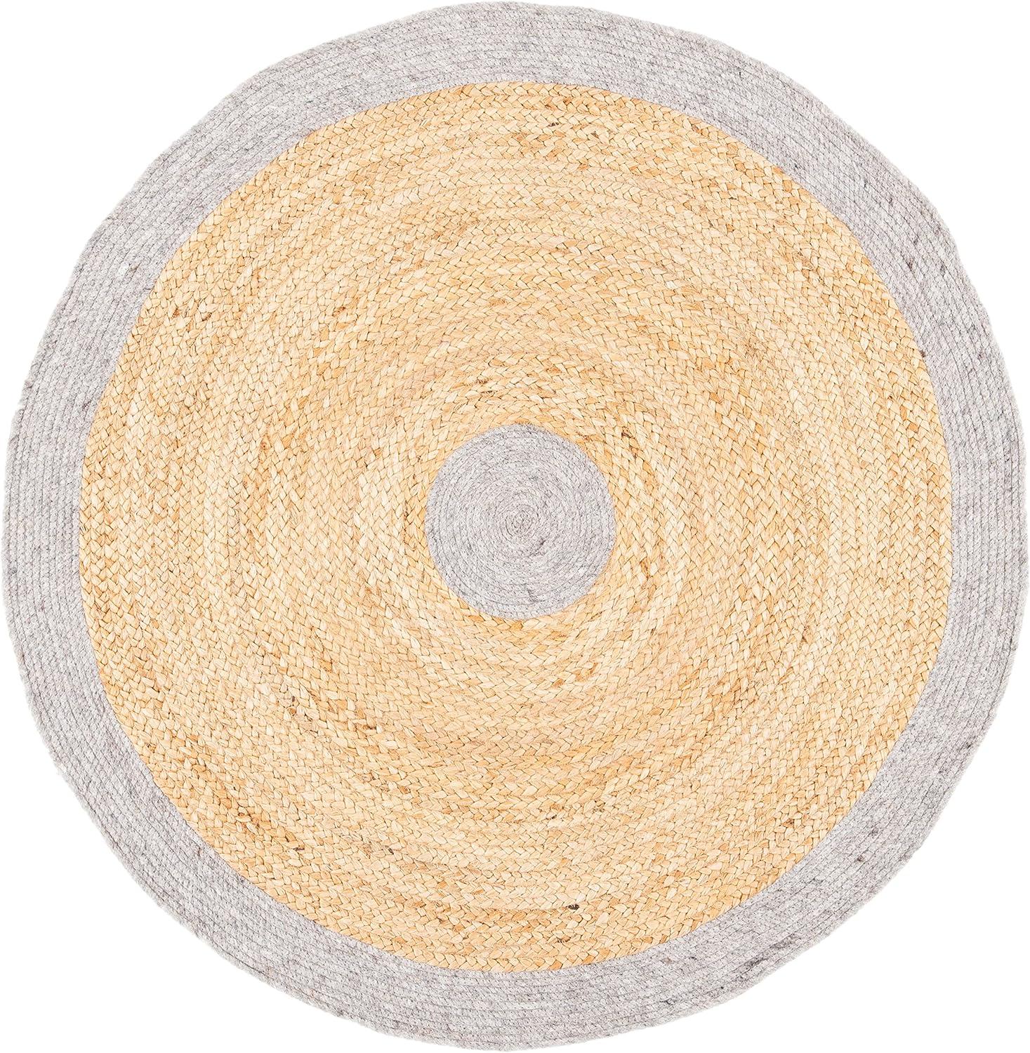 Braided BRD910 Hand Woven Indoor Area Rug - Silver/Natural - 5' Round - Safavieh