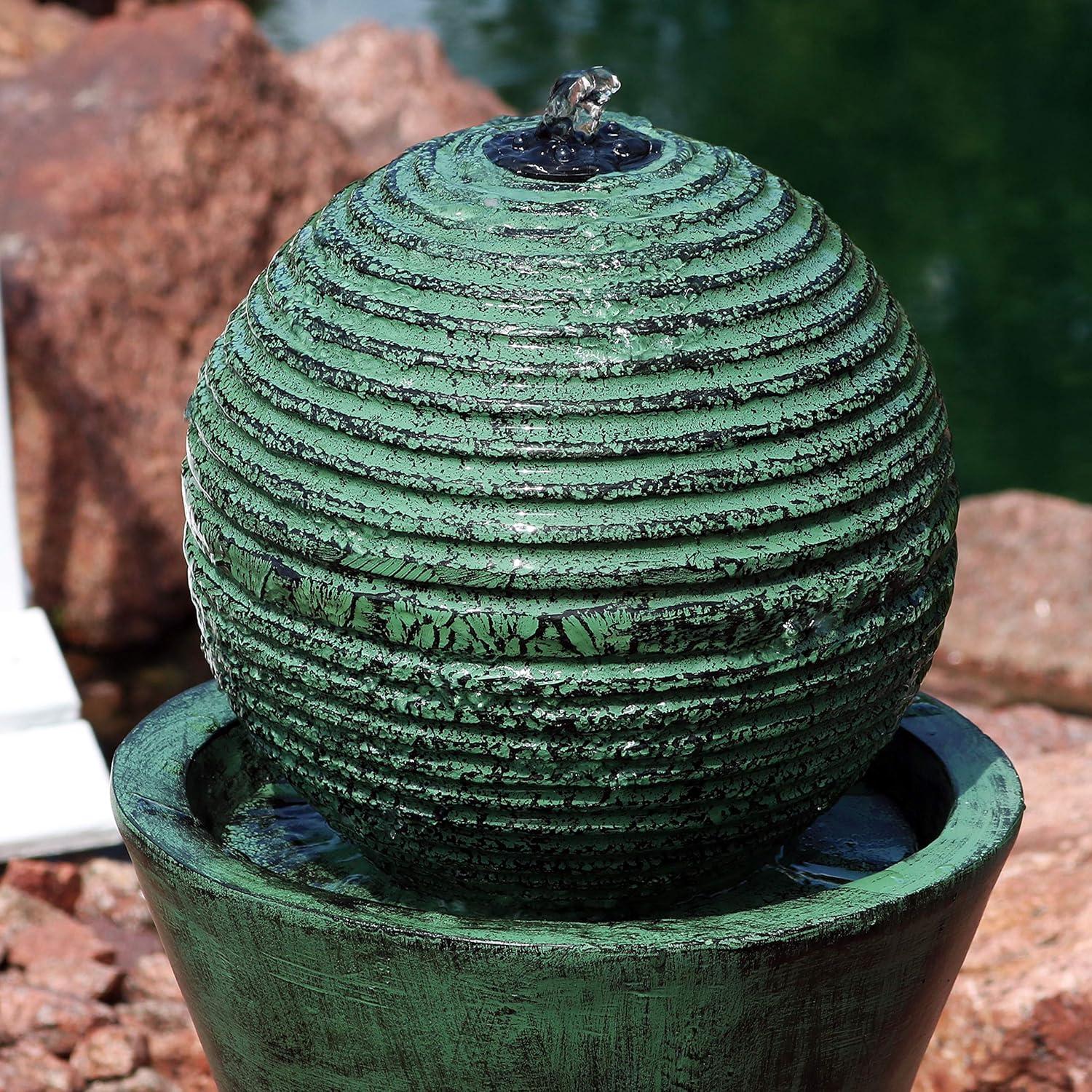 Sunnydaze Outdoor Polyresin Desert Spring Solar Powered Water Fountain with Battery Backup, Submersible Pump, and Panel - 30"