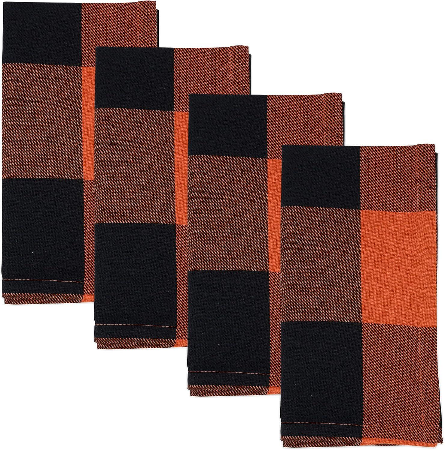 Saro Harvest Buffalo Plaid Collection 100% Cotton Plaid Square Napkin (Set of 4)