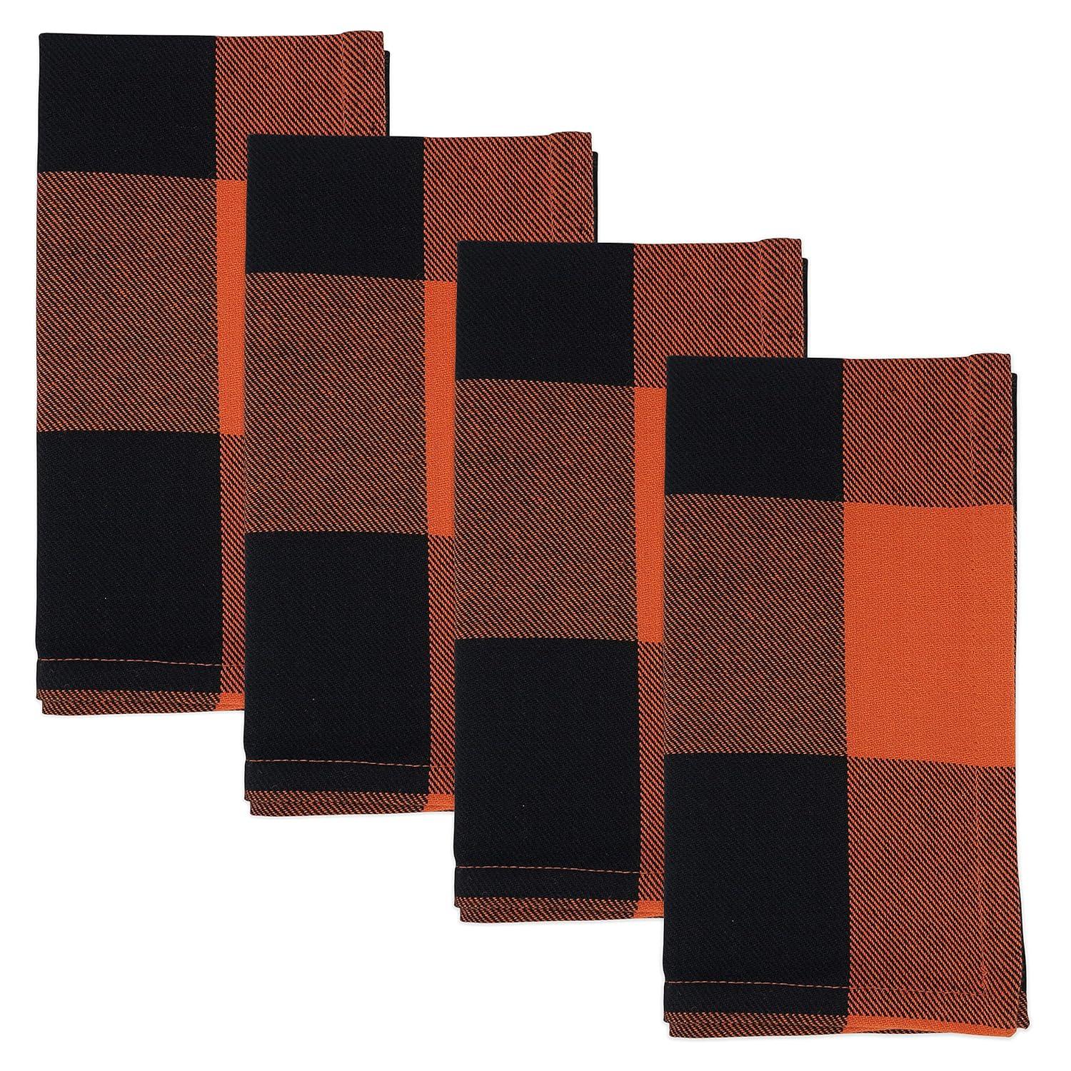 Saro Harvest Buffalo Plaid Collection 100% Cotton Plaid Square Napkin (Set of 4)