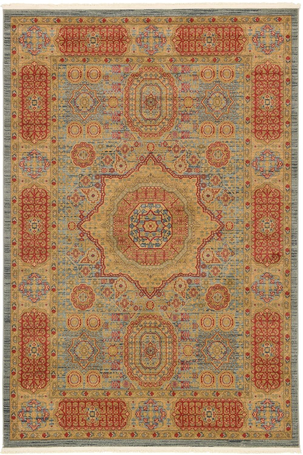 Unique Loom Palace Collection Area Rug - Amber (6' 1" x 9' Rectangle Light Blue/Light Brown)