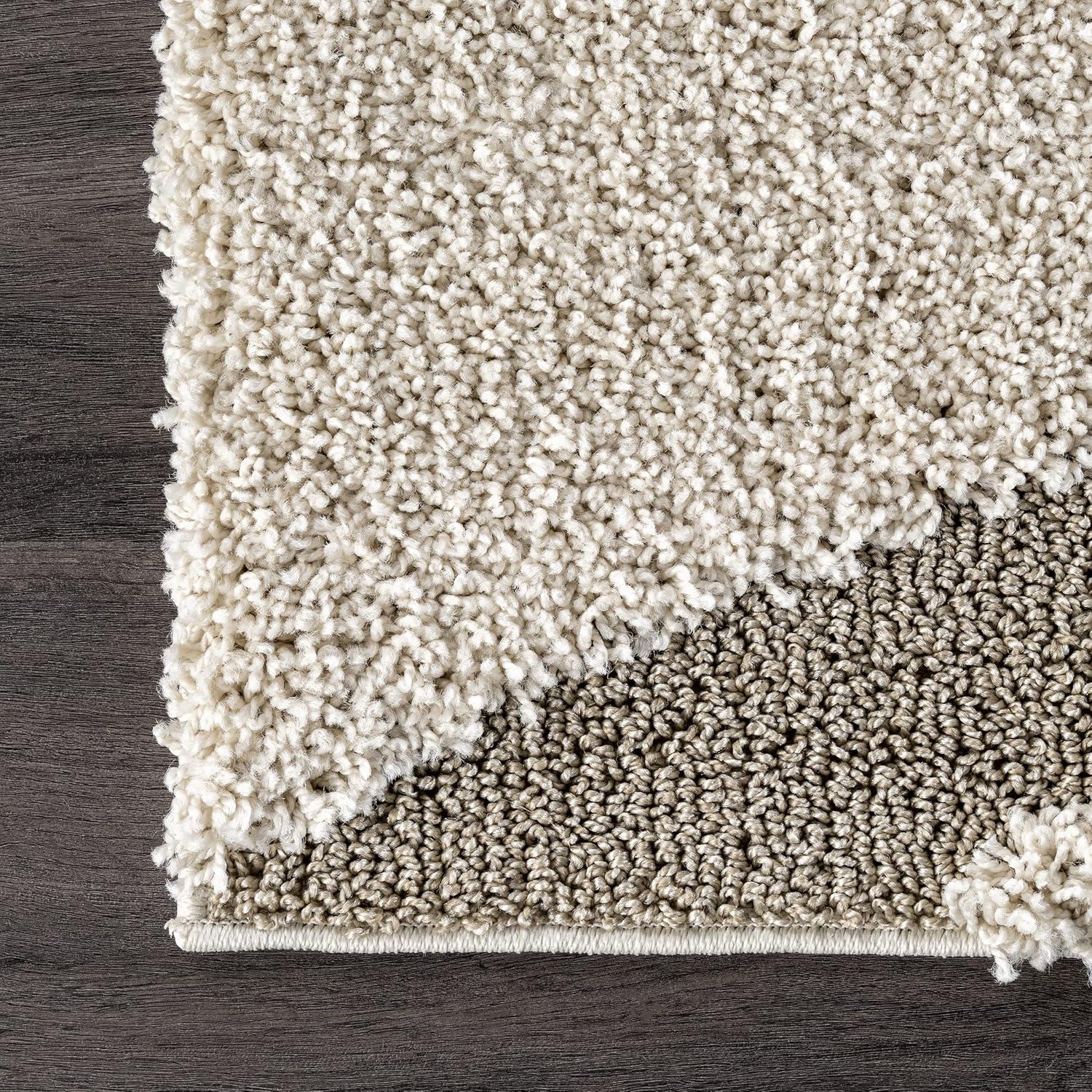 nuLOOM Krista Contemporary Swirls Shag Area Rug Beige/Brown 6' 7" x 9' Indoor