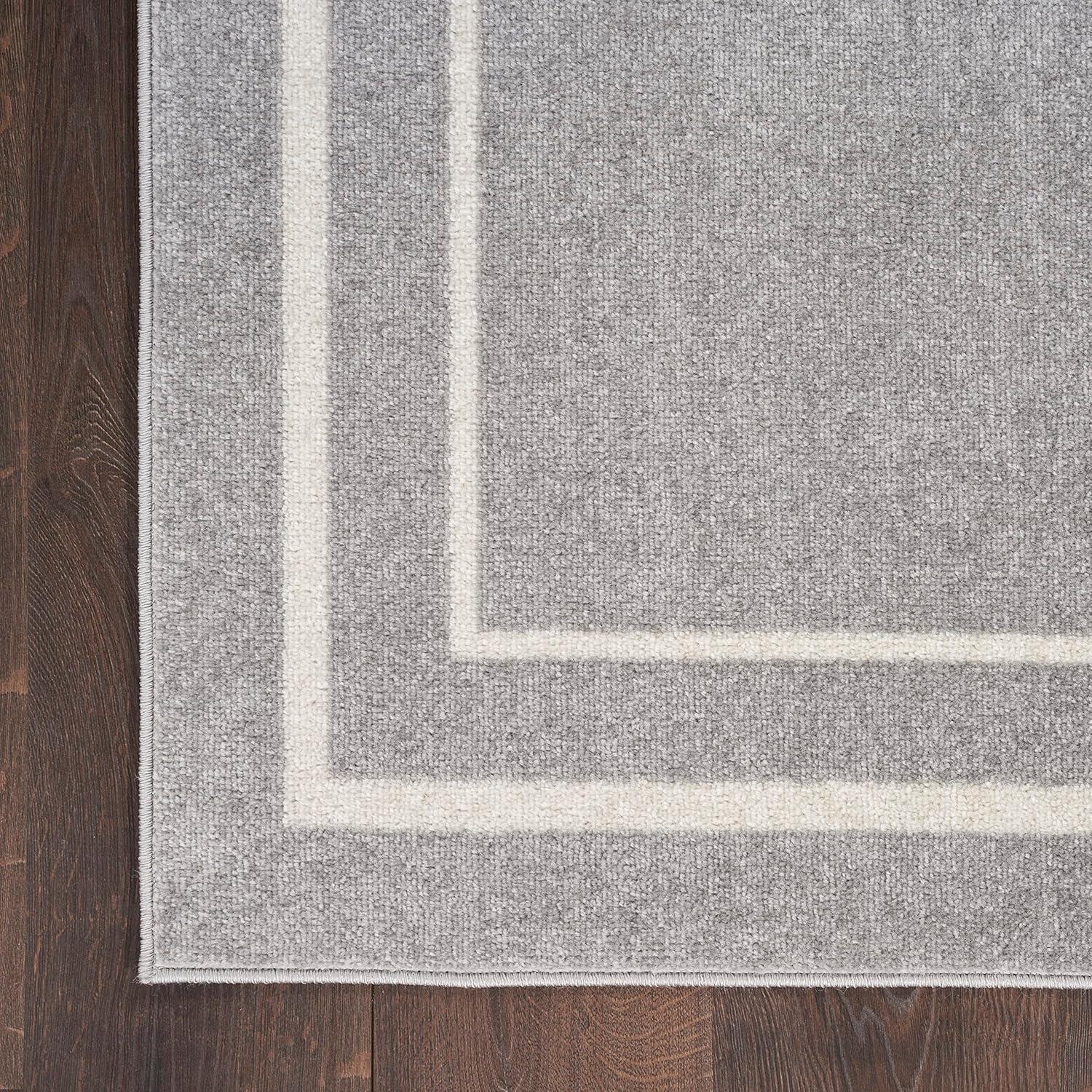 Grey and Ivory Synthetic Reversible Runner Rug