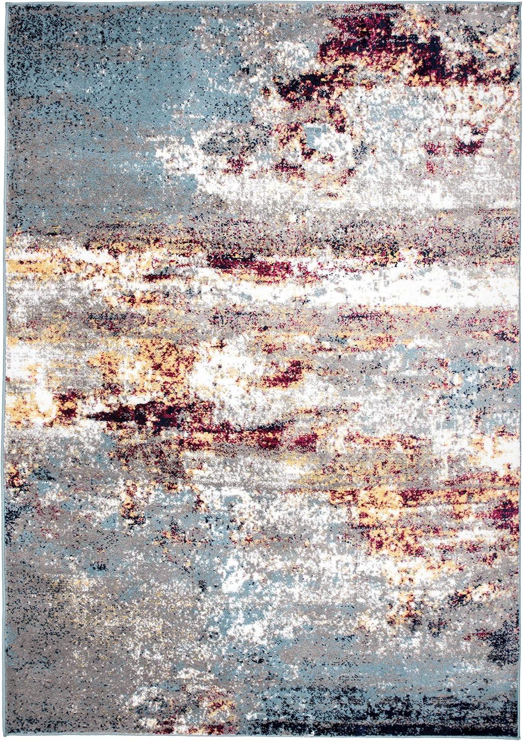 World Rug Gallery Distressed Abstract Watercolor Area Rug