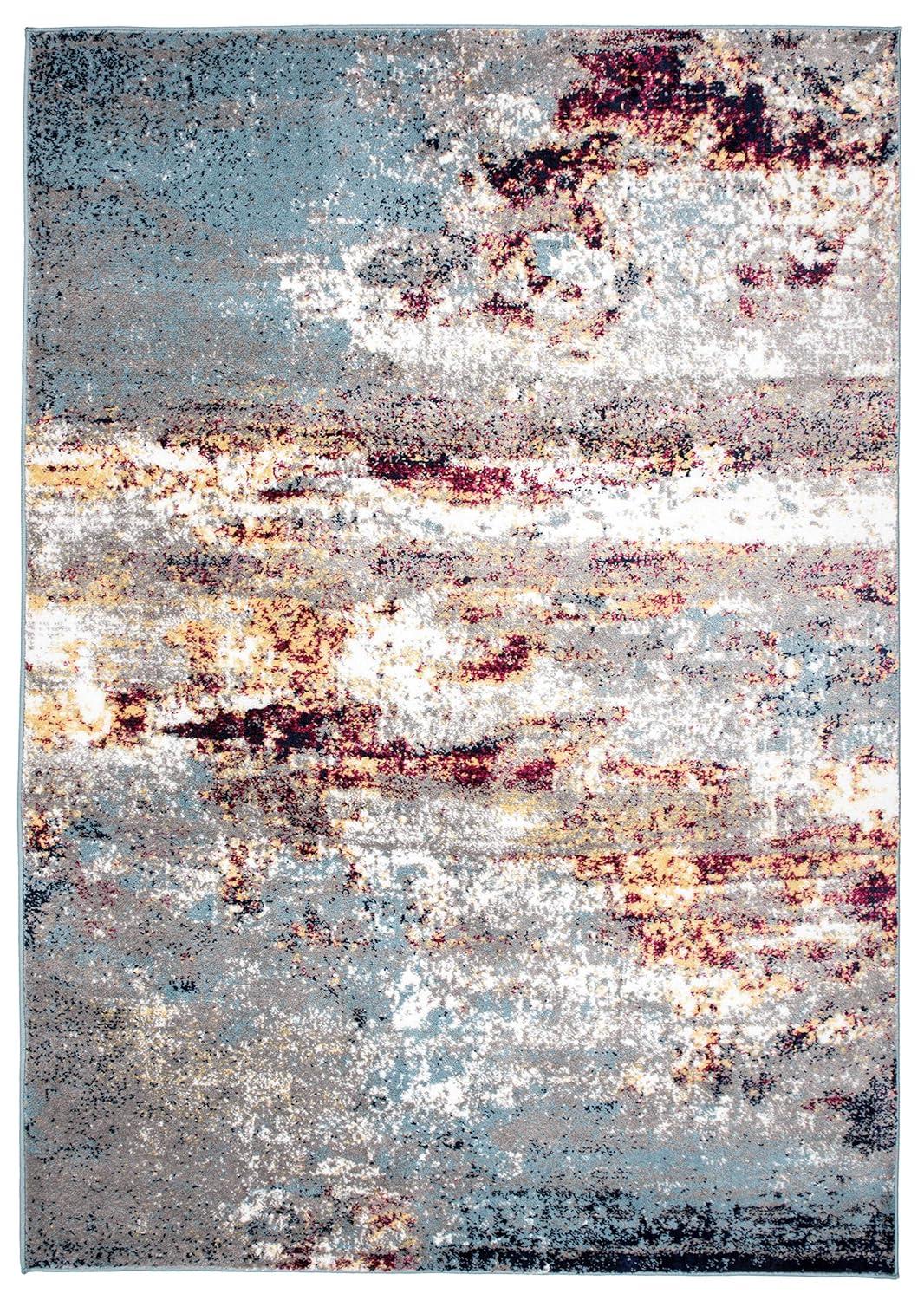 World Rug Gallery Distressed Abstract Watercolor Multi 5' x 7' Area Rug