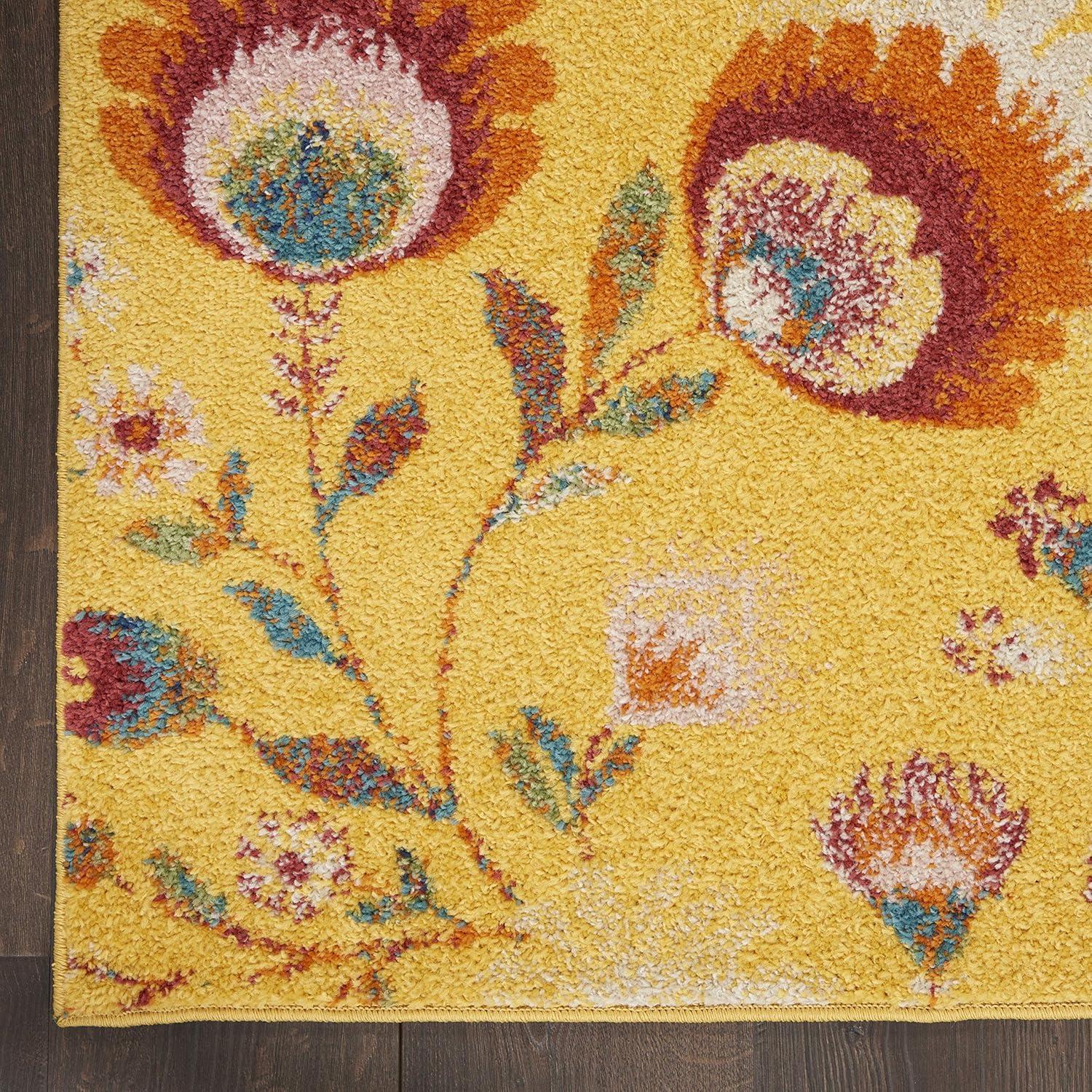 Nourison Allur Blooming Floral Indoor Area Rug Yellow Multicolor 5'3" x 7'3"