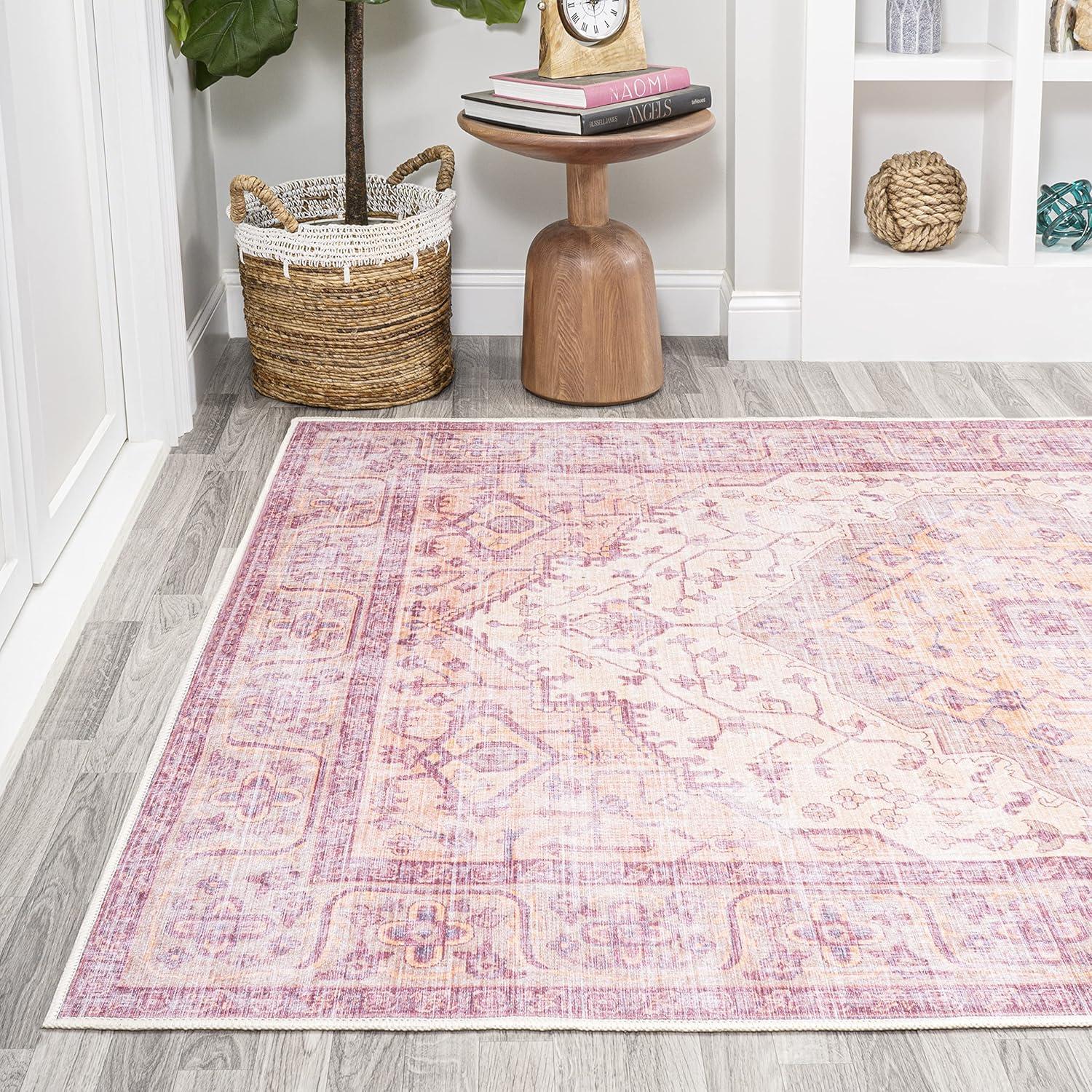 5' x 8' Alacati Ogee Medallion Machine Washable Indoor/Outdoor Area Rug, Red/Orange/Cream - JONATHAN Y