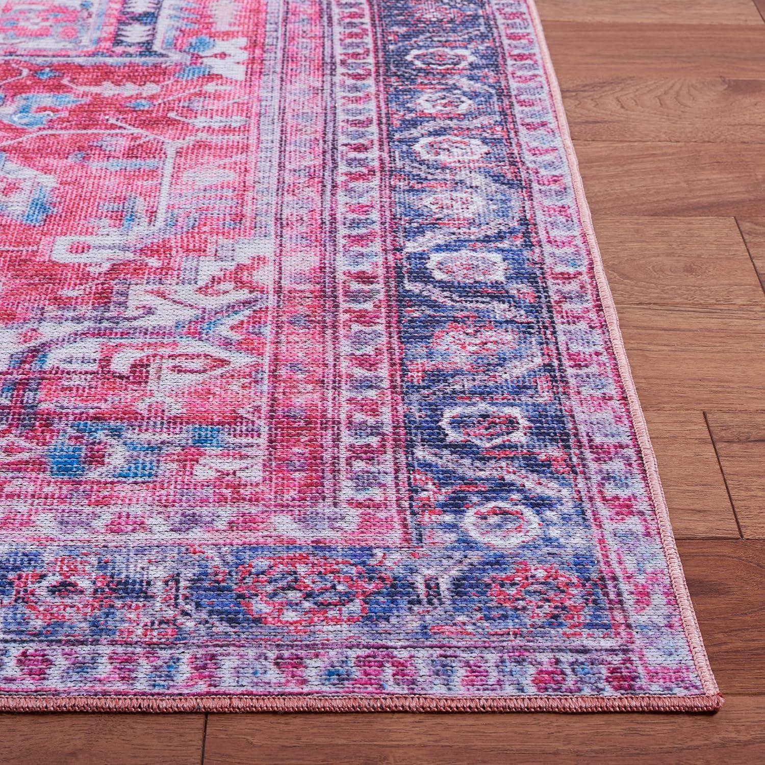 Serapi SEP389 Power Loomed Machine Washable Skid-Resistant Indoor Area Rug - Navy/Red - 5'3"x7'7" - Safavieh