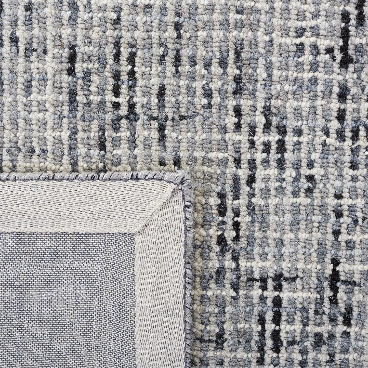 SAFAVIEH Abstract Delia Geometric Wool Area Rug, Dark Grey/Ivory, 9' x 12'