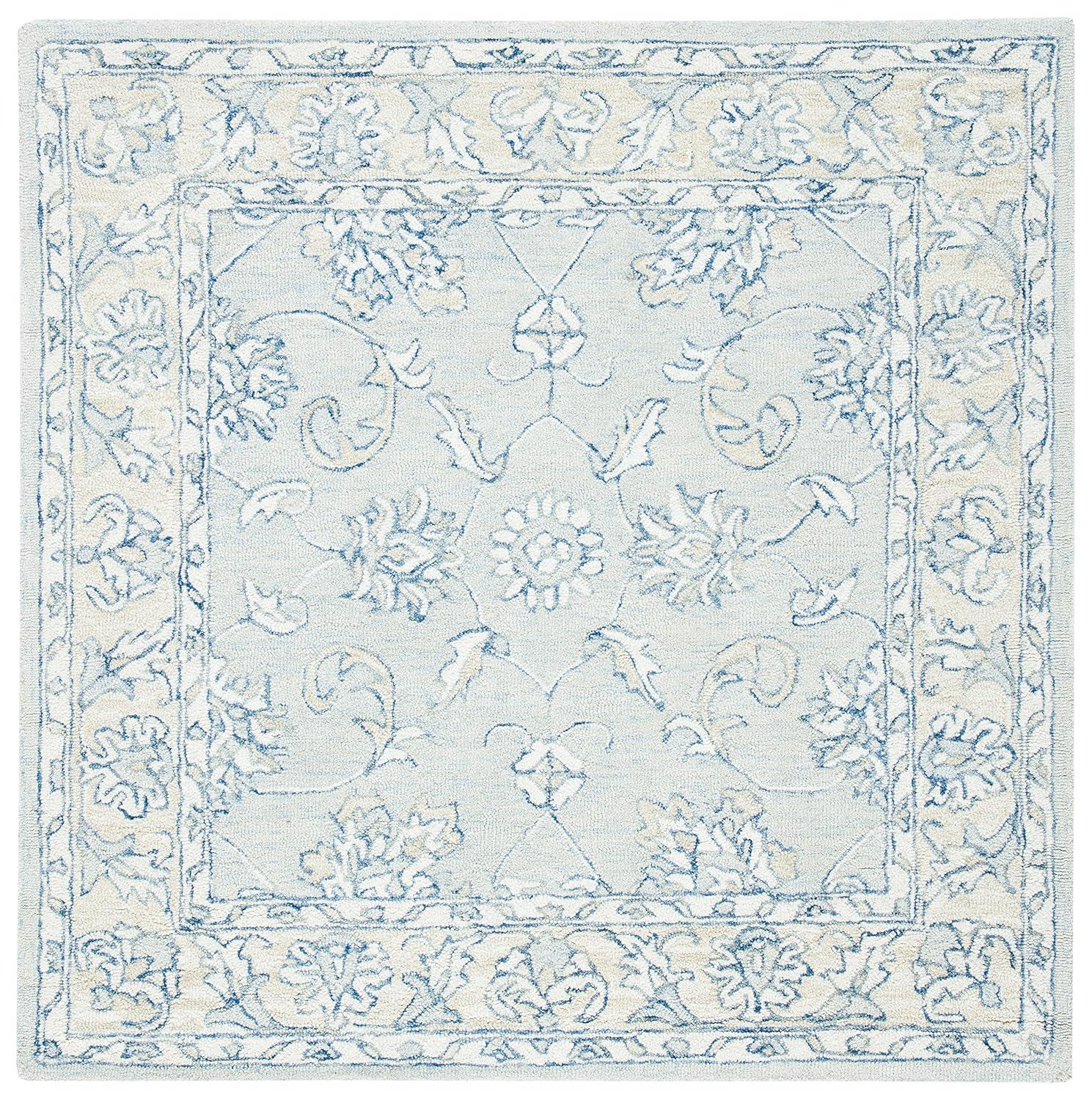 Micro-Loop MLP535 Hand Tufted Area Rug - Blue/Beige - 3'x3' - Safavieh.