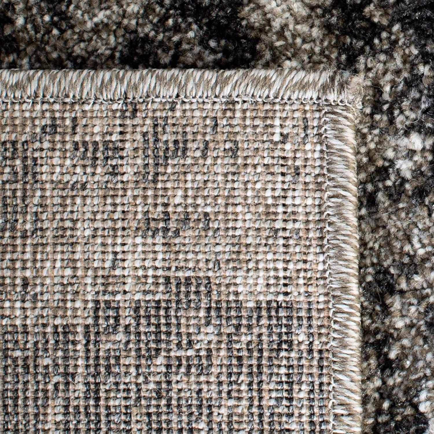 Retro Dark Grey and Light Grey 9' x 12' Shag Area Rug