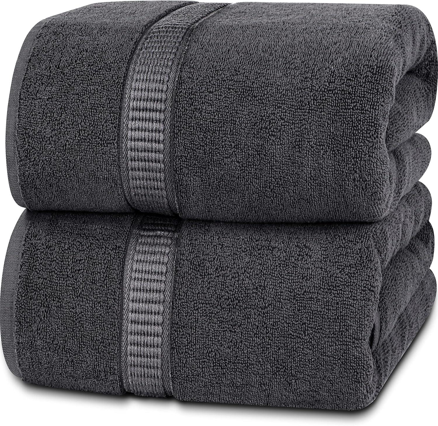 Utopia Towels - Luxurious Jumbo Bath Sheet (35 x 70 Inches, Grey) - 600 GSM 100% Ring Spun Cotton Highly Absorbent and Quick Dry Extra Large Bath Towel - Super Soft Hotel Quality Towel (2-