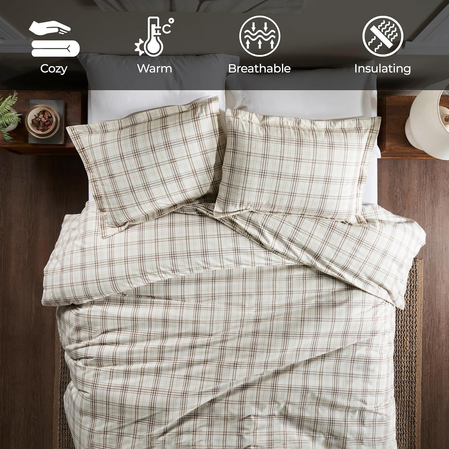 Superior Plaid Flannel Cotton Classic Modern Farmhouse Duvet Cover Set