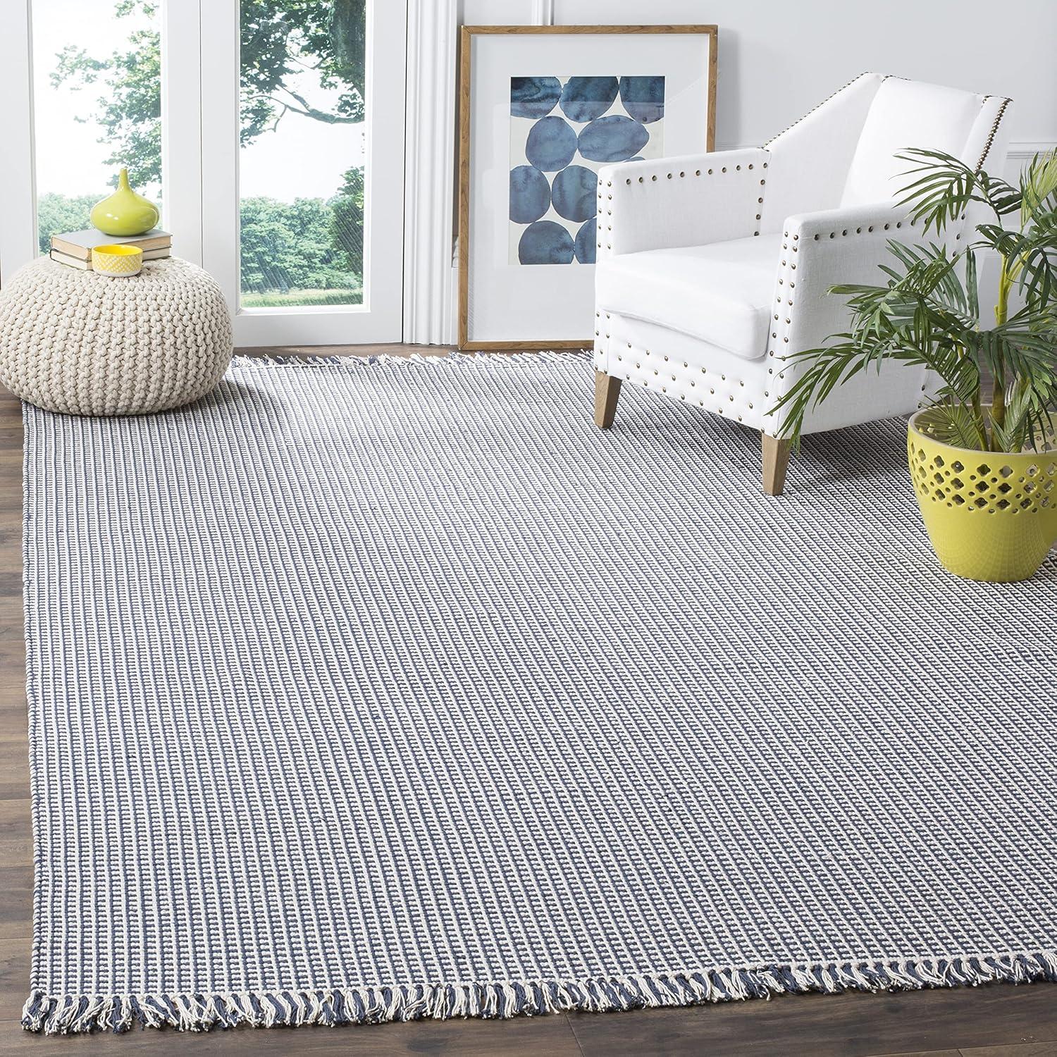 Montauk MTK340 Hand Woven Indoor Area Rug - Ivory/Navy - 6'x9' - Safavieh
