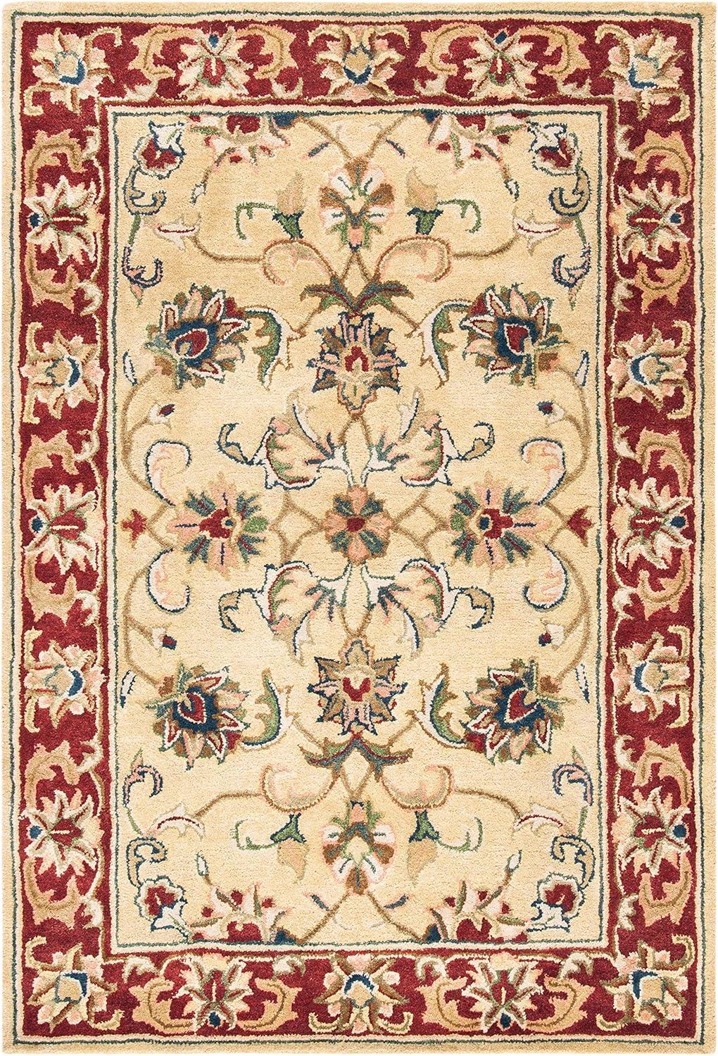 Classic Red and Gold Hand-Tufted Wool Area Rug