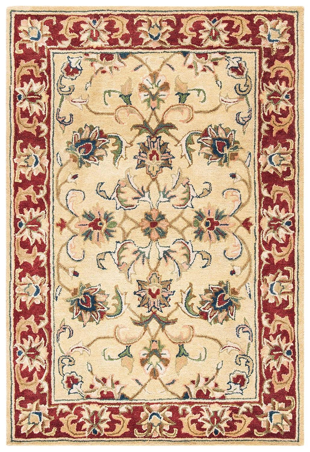 SAFAVIEH Classic Nicholas Floral Bordered Wool Area Rug, Gold/Red, 2'3" x 4'