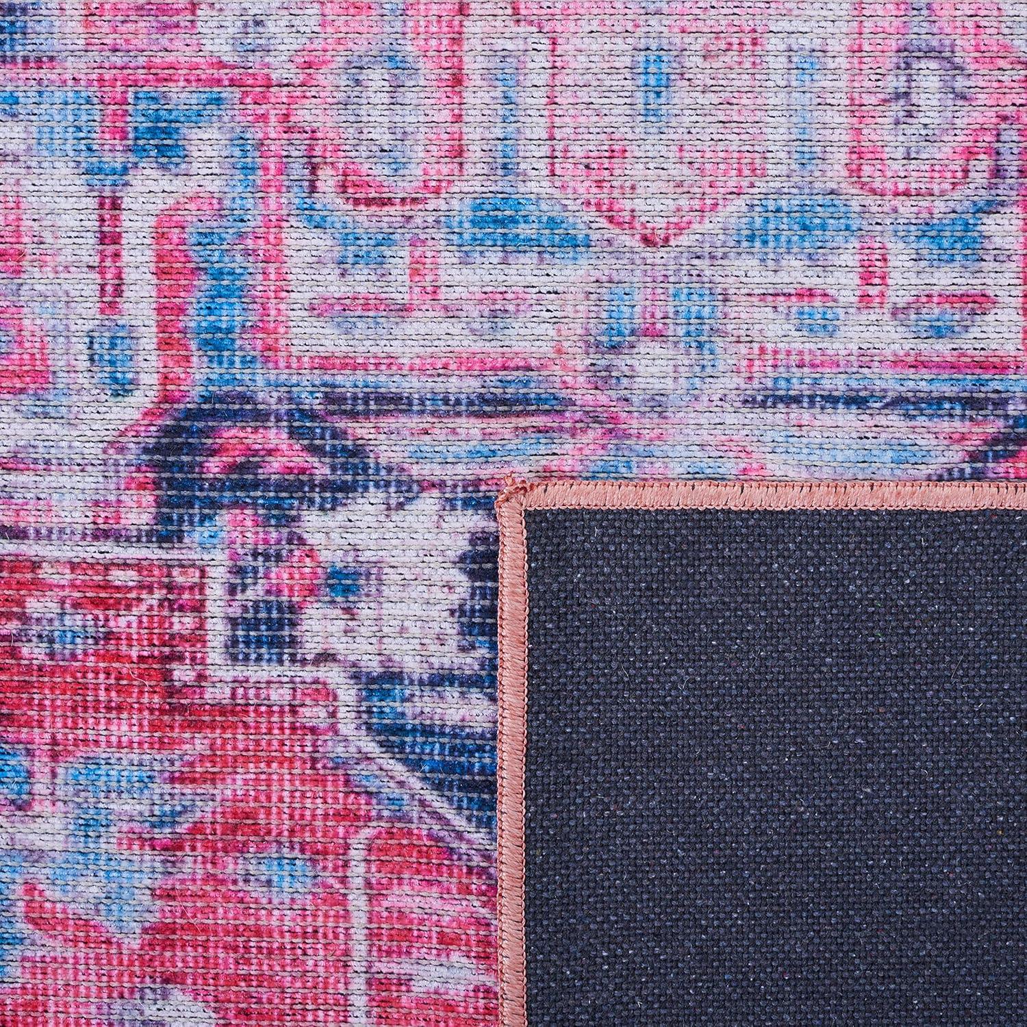 Serapi SEP389 Power Loomed Machine Washable Skid-Resistant Indoor Area Rug - Navy/Red - 5'3"x7'7" - Safavieh