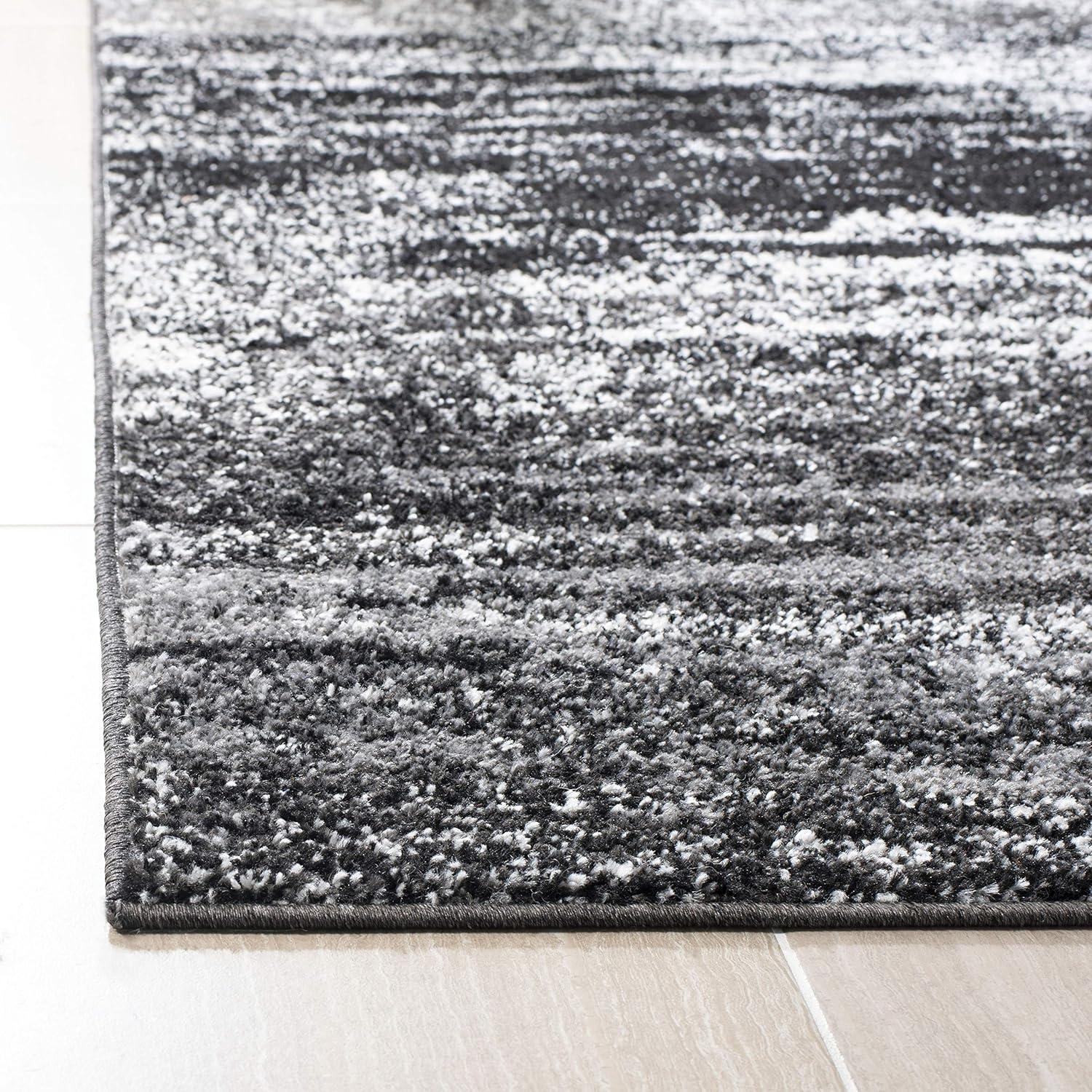Adirondack ADR112 Machine Made Indoor Area Rug - Silver/Black - 4'x4' - Safavieh