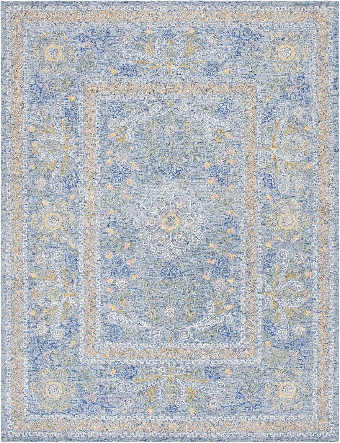 Handmade Blue Wool 9' x 12' Tufted Area Rug
