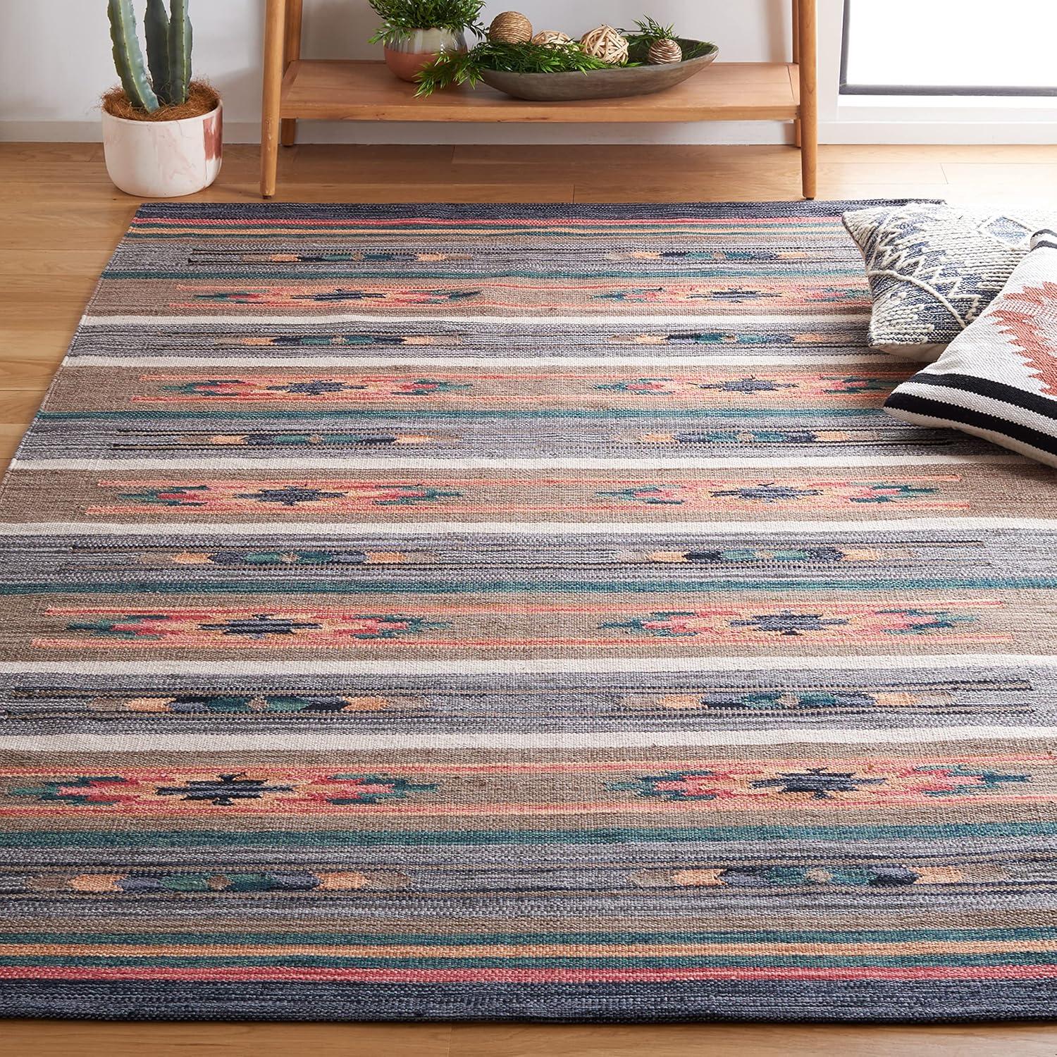 SAFAVIEH Cotton Kilim KLC301F Handmade Grey / Olive Rug