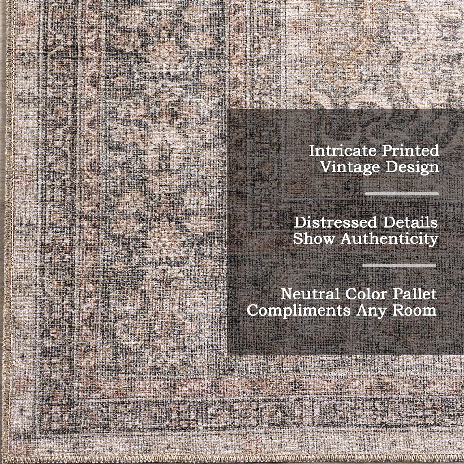 Nuloom Hillstone Collection Else Traditional Vintage Medallion Area Rug, 5' x 8', Beige