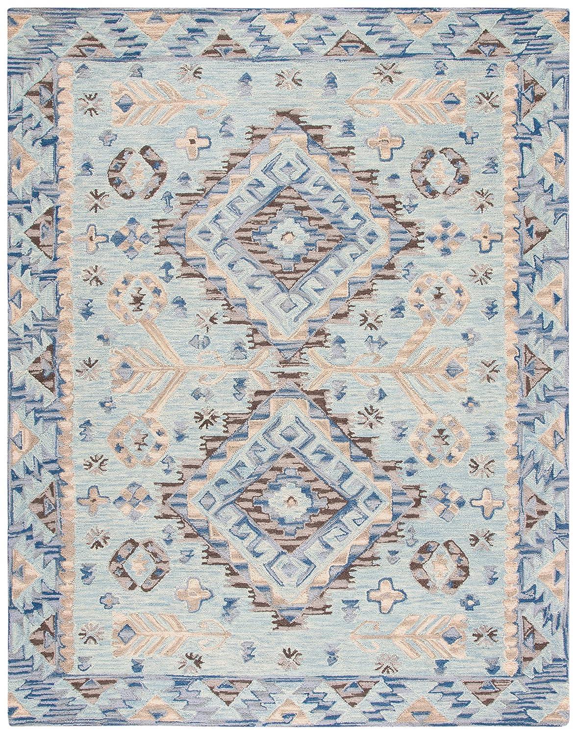 SAFAVIEH Aspen Briella Floral Wool Area Rug, Blue/Beige, 10' x 14'
